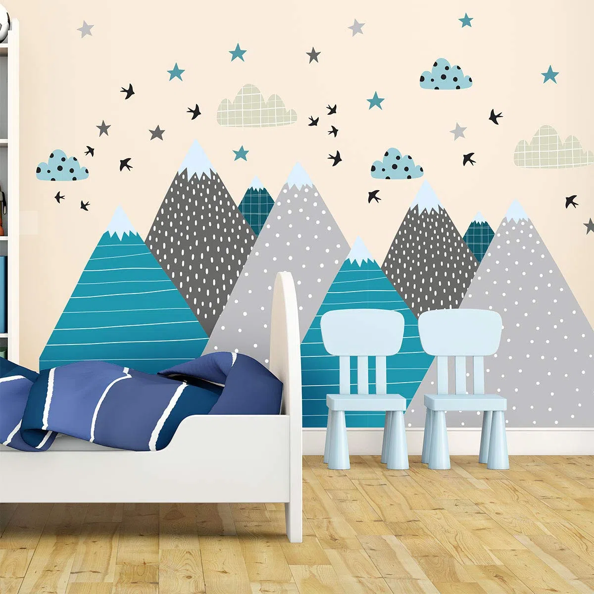 Ambiance-Sticker - Adhesivo decorativo para pared, diseño de montañas escandinavas, 55 x 110 cm, 1 unidad