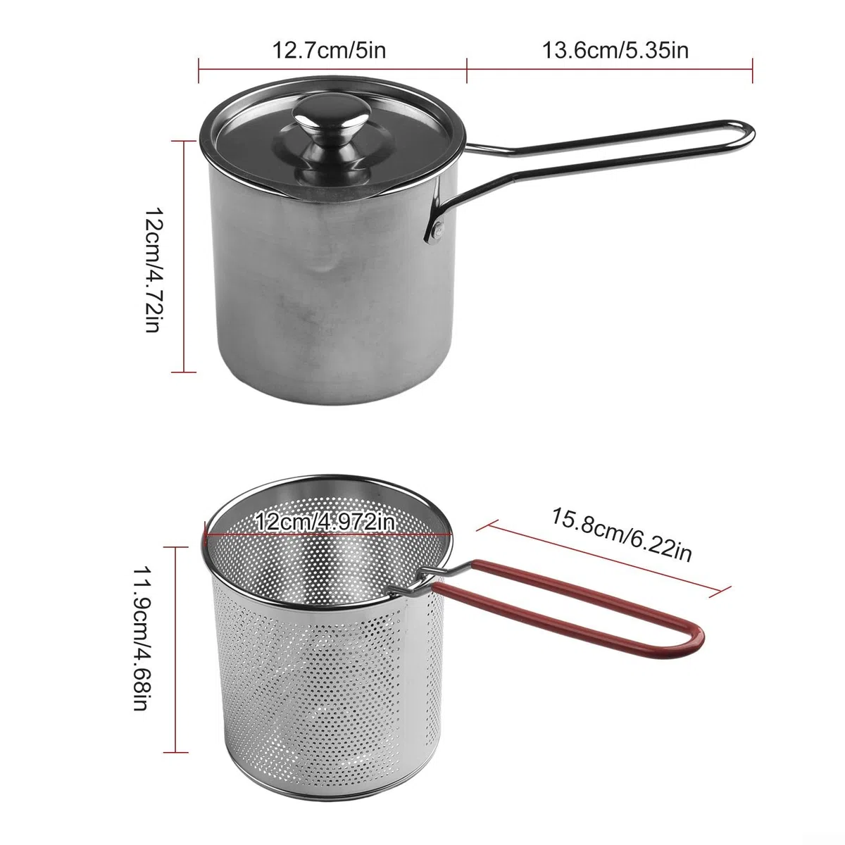 Sartén de acero inoxidable, olla multiusos con asa, para cocinar versátil/cacerola/olla de leche pequeña/olla de freír profunda