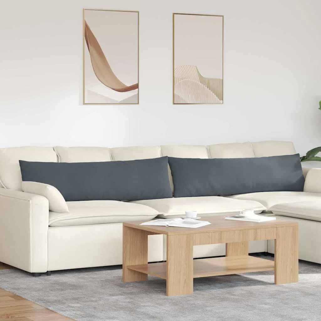 Juego de 2 cojines de sofá gris oscuro de pana de 145 x 40 cm con cremallera, funda extraíble para salón, dormitorio y oficina como cojín para banco