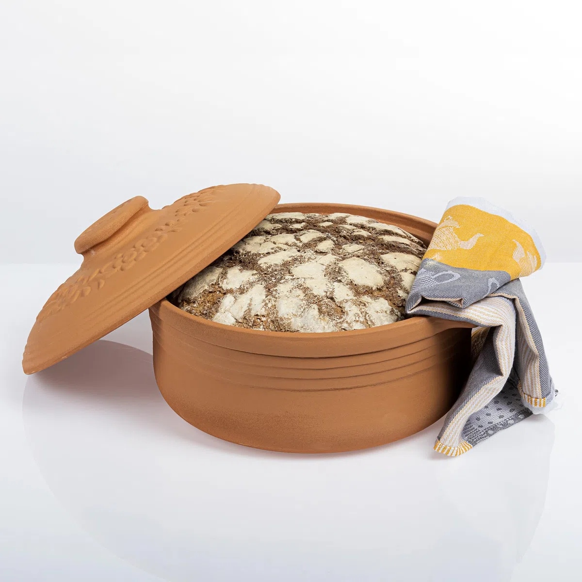 Browin 770612 Olla de Barro 4 L, una Olla para Hornear Pan, Pollo, Hornear Platos en el Horno, con Tapa