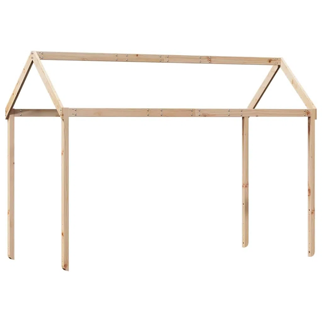 Techo de madera maciza de pino para cuna, 207 x 95,5 x 159 cm, marco de cama estable con lado abierto, accesorio duradero para sala de juegos para el dormitorio