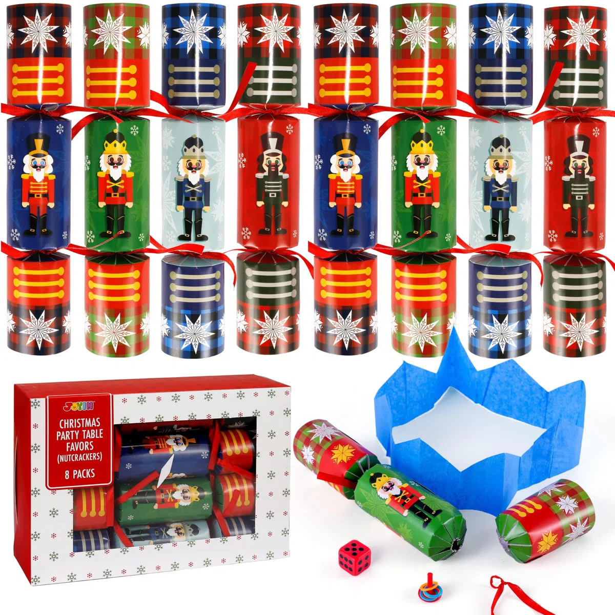 JOYIN Paquete de 8 recuerdos de fiesta de Navidad, diseño de cascanueces, recuerdos de mesa de fiesta con suministros de fiesta para niños y adultos, fiestas de Navidad, cenas y vacaciones