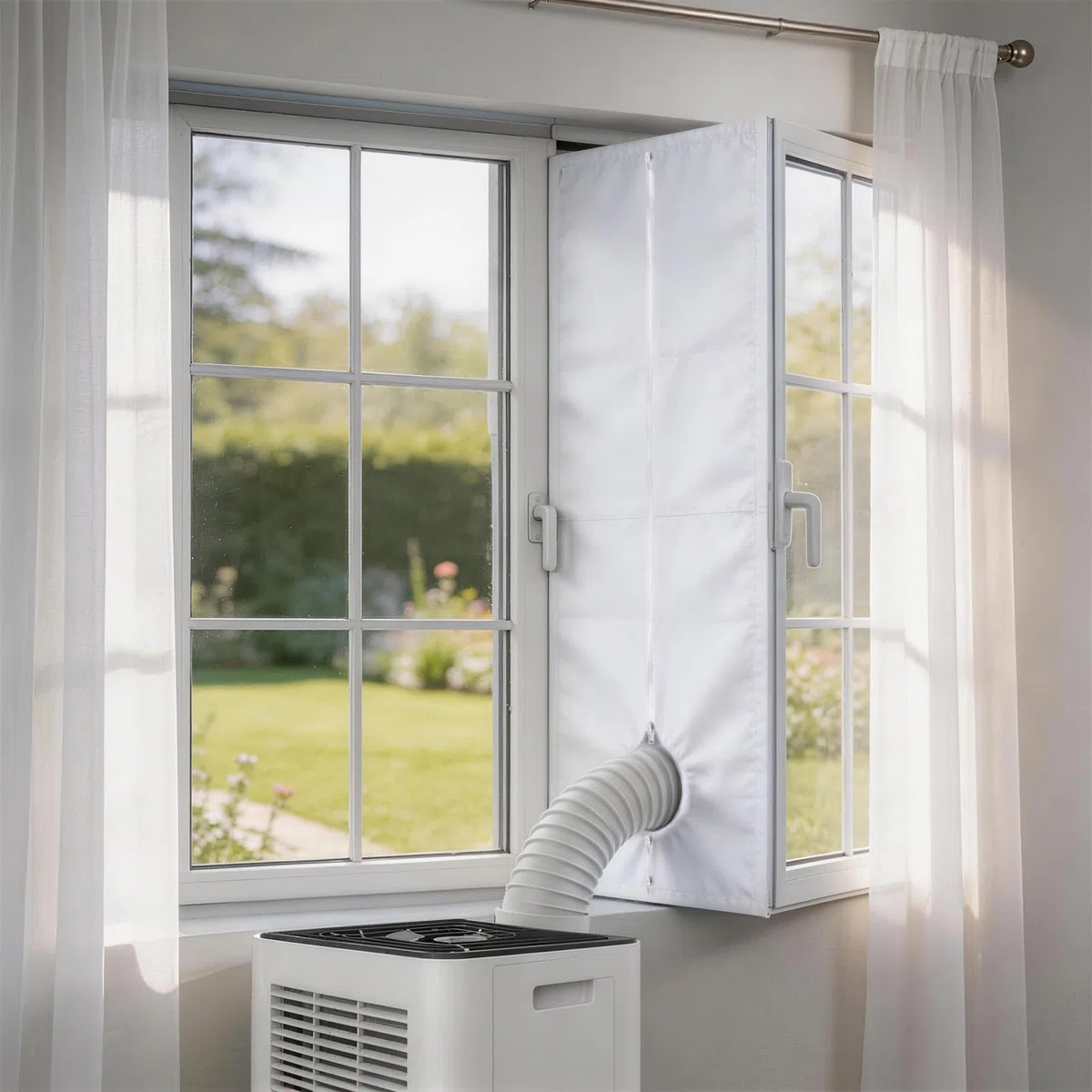 Sello de ventana de aire acondicionado, 400CM Adaptador ventana aire acondicionado Sello Ventana Universal para AC Móvil y Secadora AC Window Kit Que Bloquea, Fácil Instalación