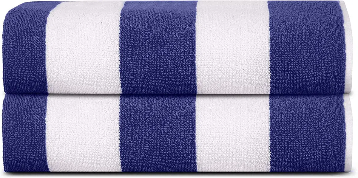Sweet Needle Toallas de Playa para Adultos - Clásico a Rayas - Toalla de Piscina 100% algodón Terry Ringspun, Secado rápido, Toalla Grande de natación, 450 gsm Cabana - Azul Real 76 x 152 cm