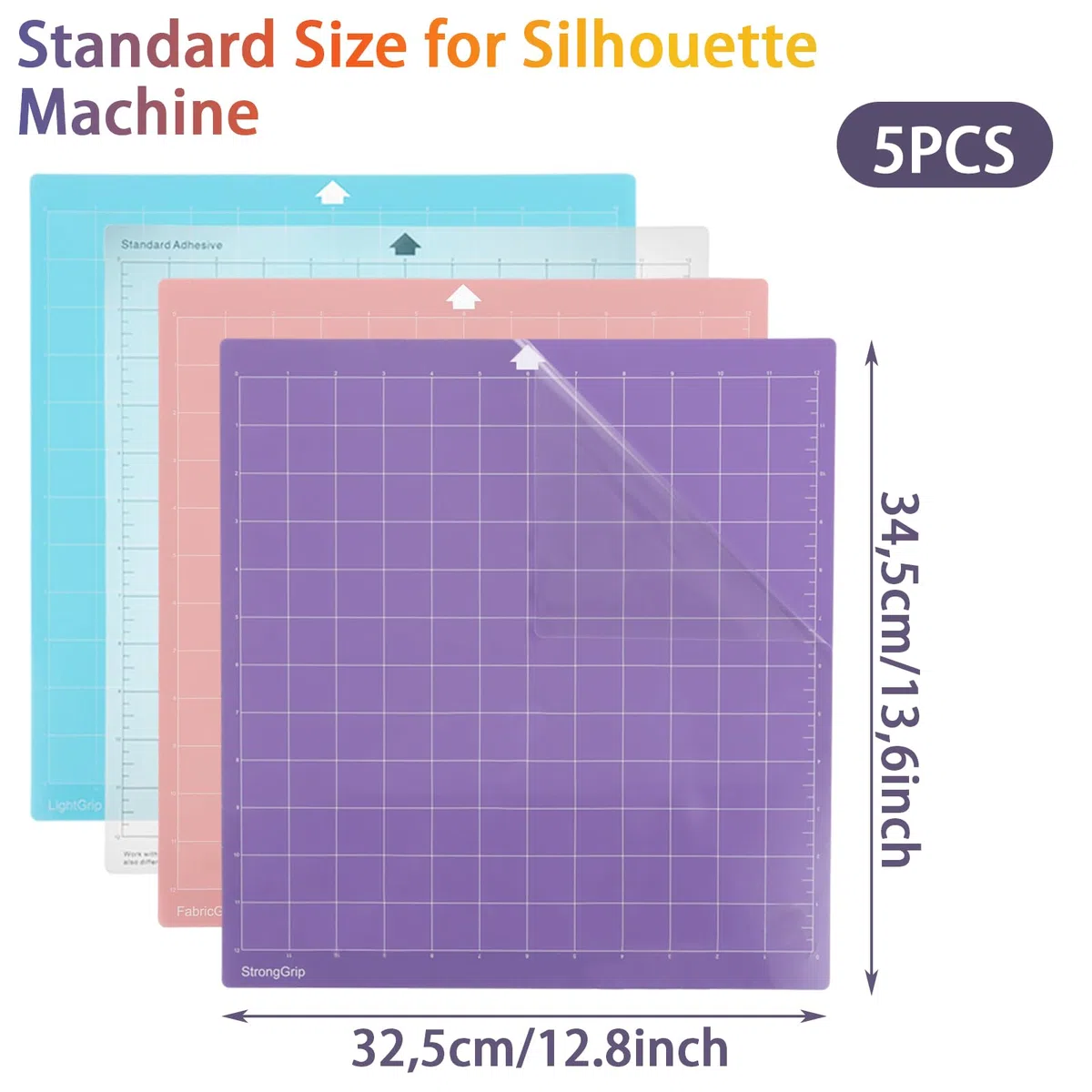 APACALI 5 alfombrillas de corte para Silhouette Cameo Plotter 4/3/2/1, 12 x 12 cm de repuesto, agarre estándar, agarre ligero, agarre fuerte, frabricgrip, adhesivo adhesivo para silueta, Cameo Viny