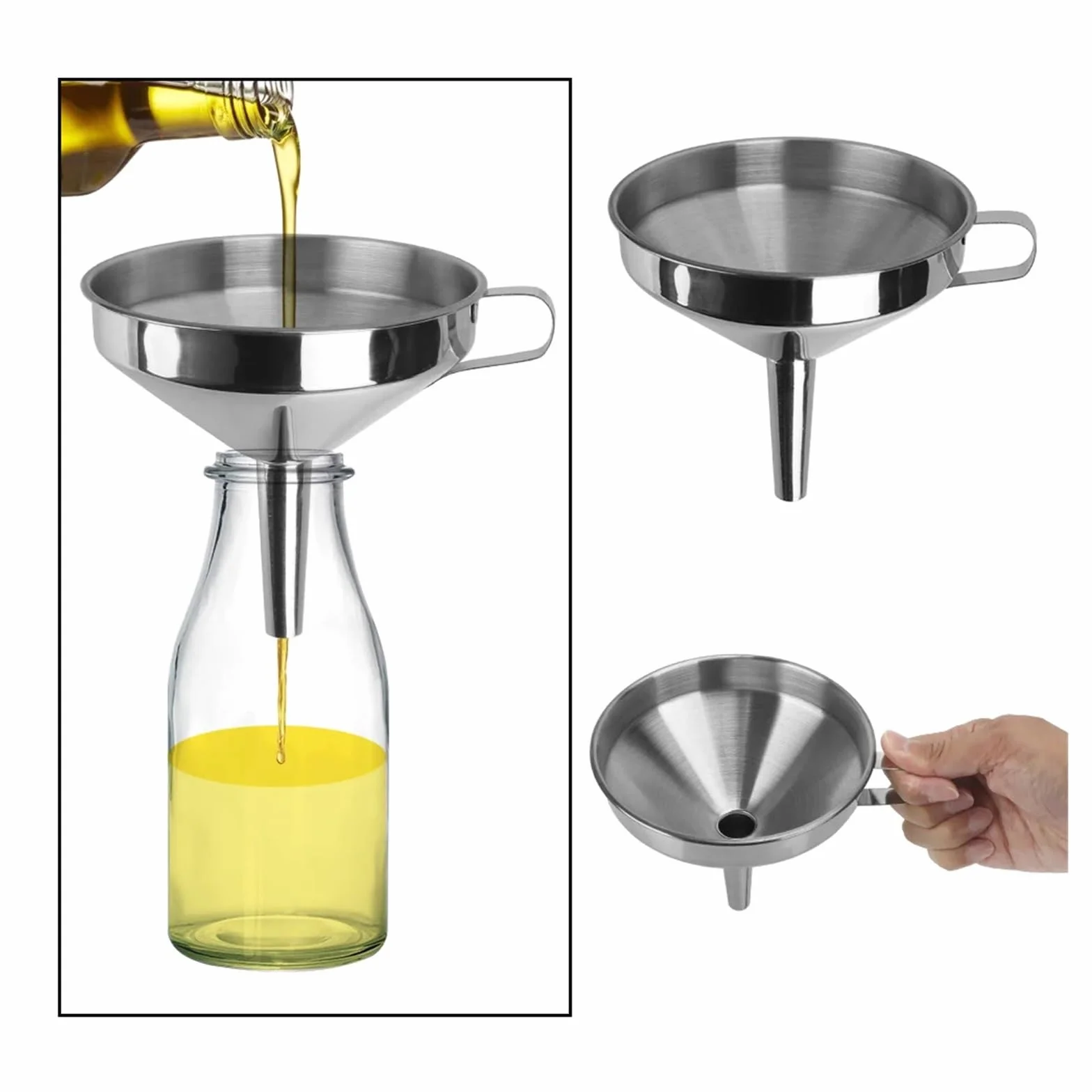 Embudos Embudo de Acero Inoxidable con Filtro Desmontable for Vino, Cerveza, Aceite, Accesorios de Cocina(M-12 CM)