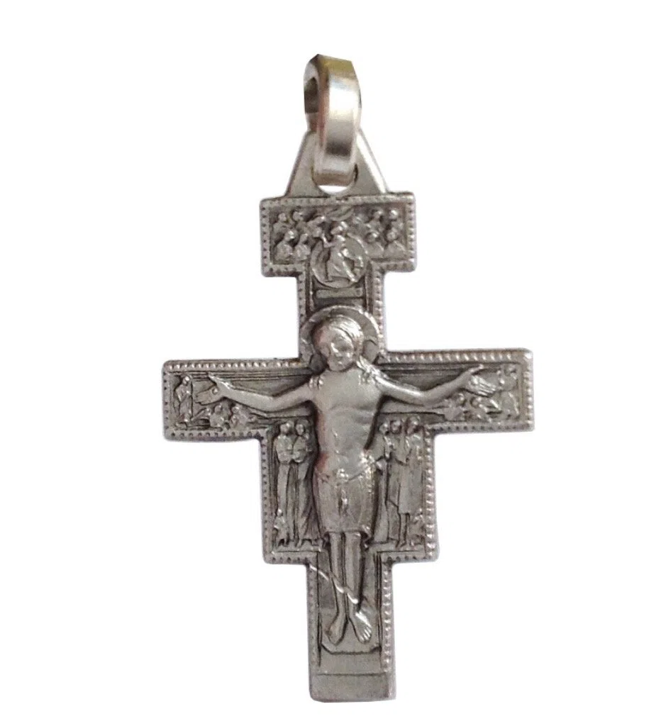 I G J Crucifijo de San Damiano de Plata de ley 925