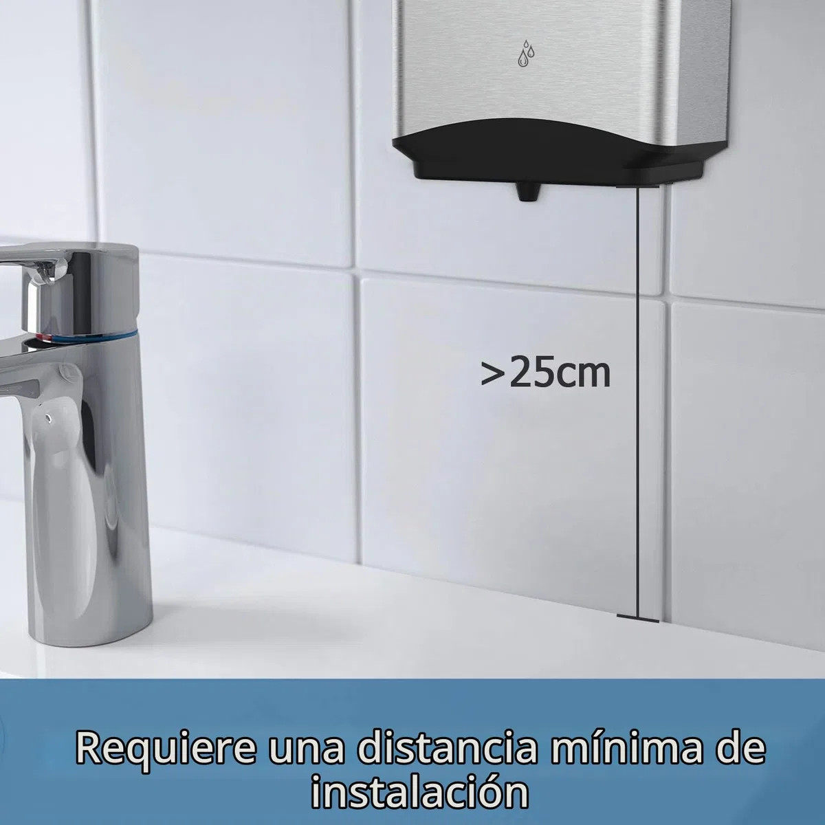anydry AD1206 Kommerzielle Wandhalterung Automatischer Flüssigseifenspender Edelstahl-Finish 1100ml Großes Fassungsvermögen (Gebürsteter Edelstahl)