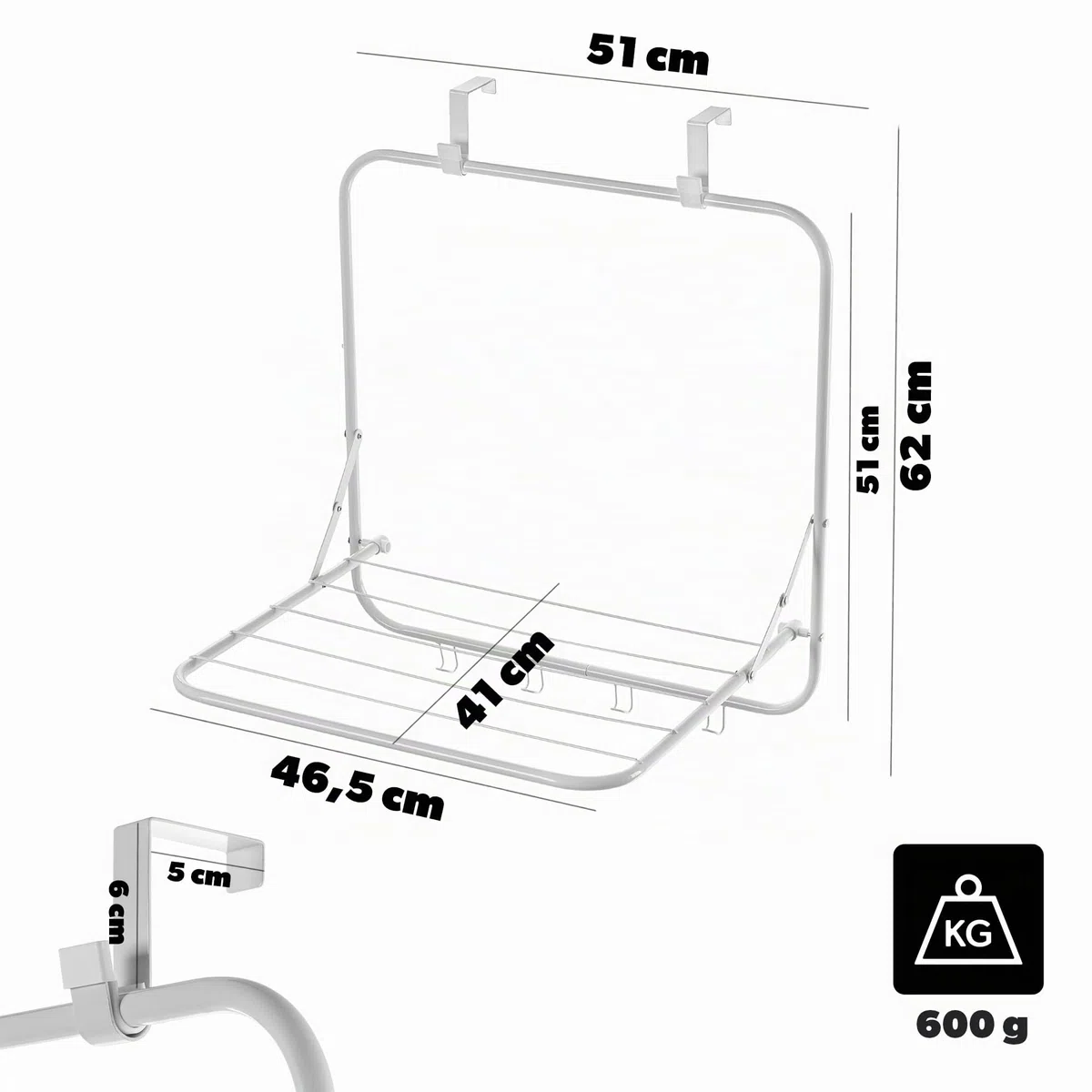 KADAX Tendedero para colgar sobre la puerta, secadora de metal plegable, para colgar ropa y toallas, estante de secado