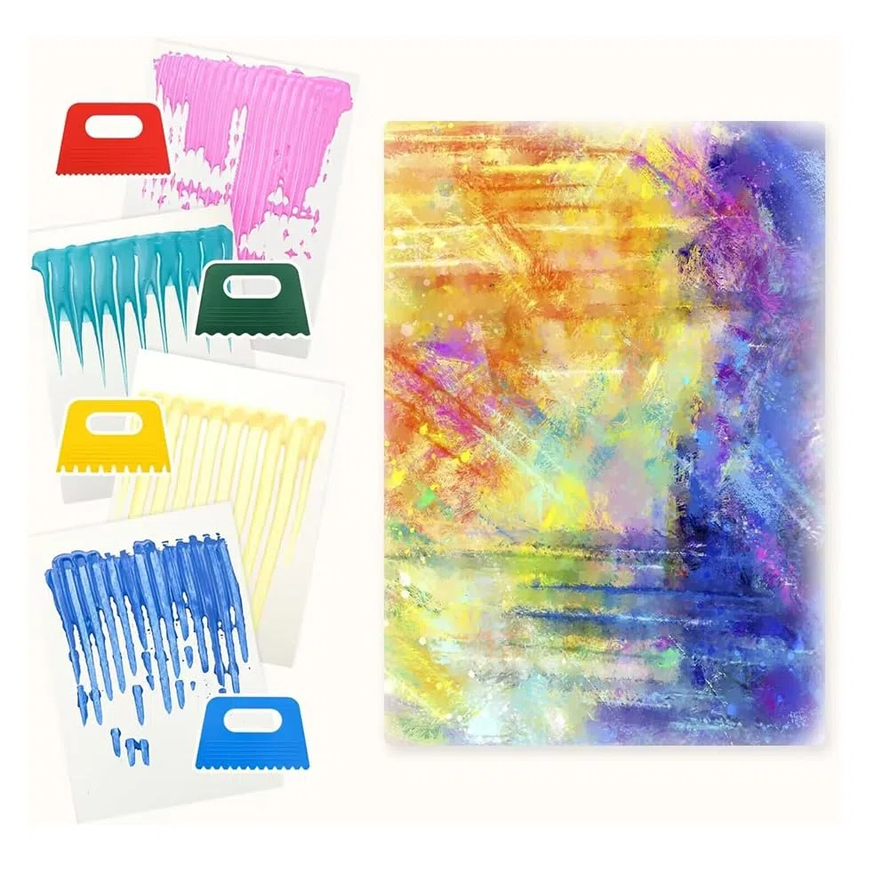 Placa de Impresión de Gel Grande, Tablero de Monoimpresión Transparente de 9x12 Pulgadas con 4 Plantillas Raspadoras, Placas de Gel Reutilizables para Imprimir