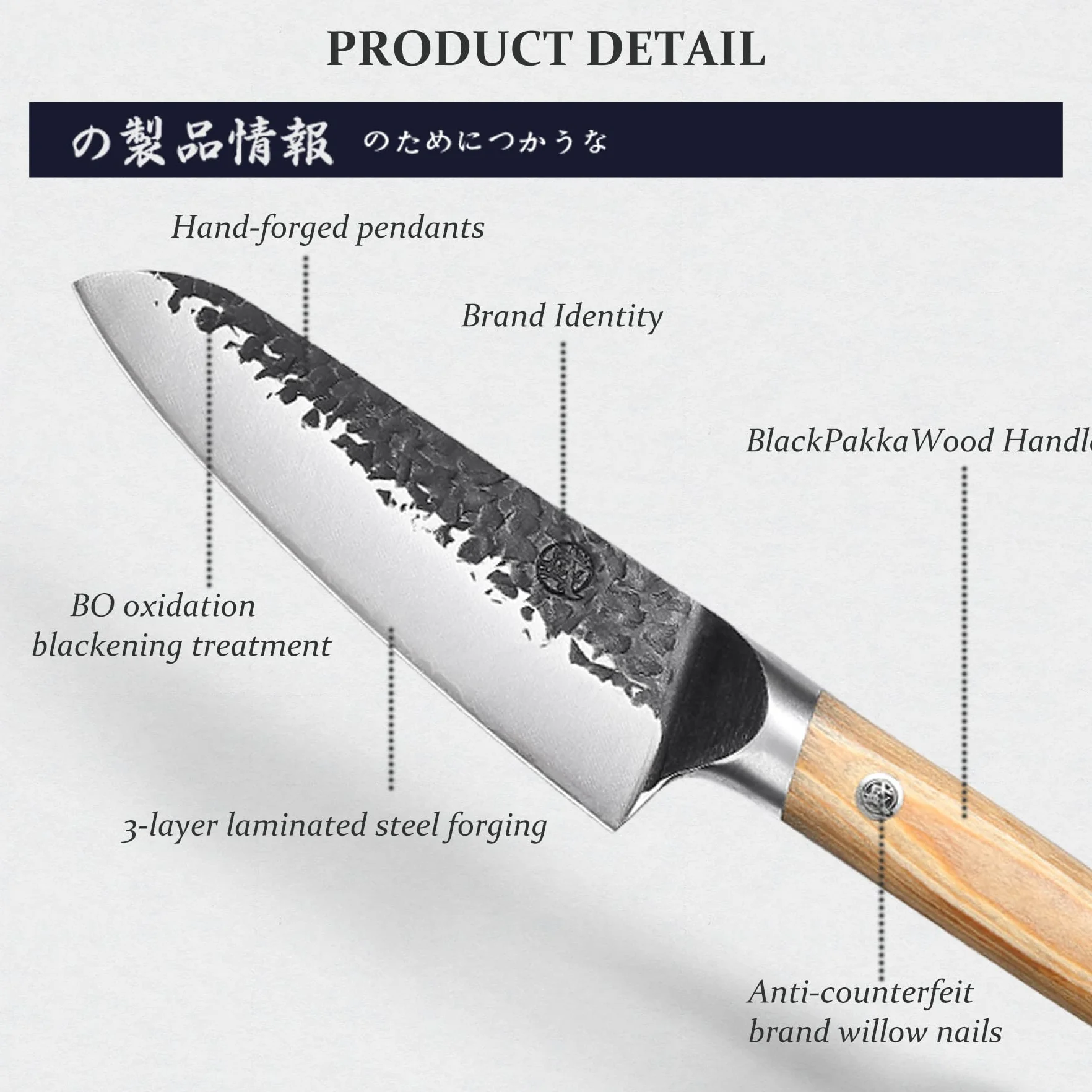 MITSUMOTO SAKARI Cuchillos Cocina Japoneses, Cuchillos Cocina de Acero al Carbono, 17 cm Cuchillo Santoku Profesional Forjados a Mano (Mango de Pakkawood y Caja de Regalo)