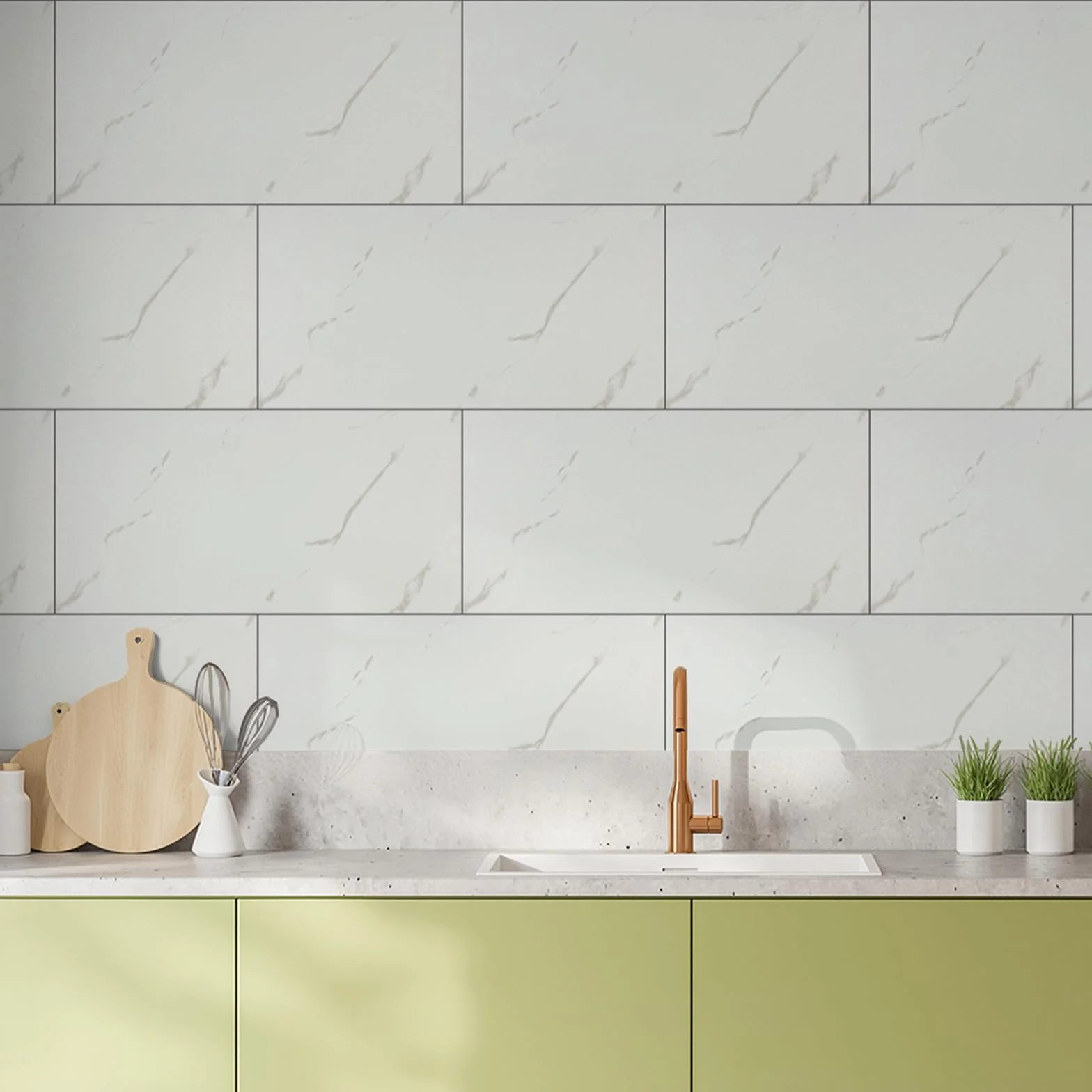 Abyssaly 10 Pièces Azulejos Adhesivos Cocina 60 x 30 cm, Mármol Azulejos Adhesivos Baño PVC, Impermeables Blanco Vinilo Adhesivo Pared Cocina, Baño, Ducha, Lavadero, Salón