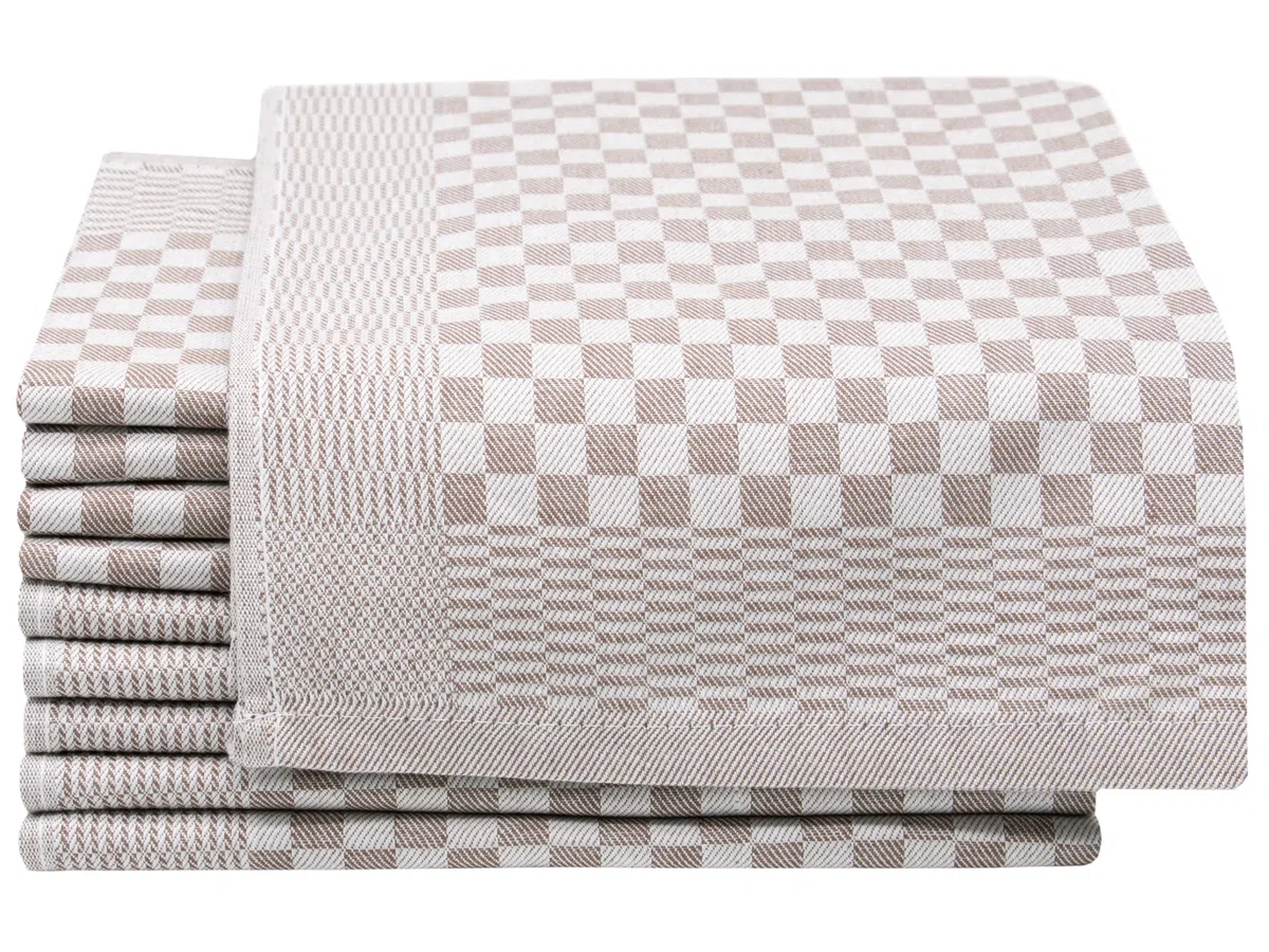 ZOLLNER 10 Trapos de Cocina de algodón a Cuadros, 46x70cm, 220 g, marrón