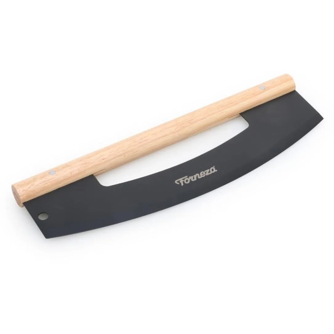 Cortador de pizza con mango de madera noble, cuchillo de pizza de acero inoxidable, cuchillo afilado y mango de madera