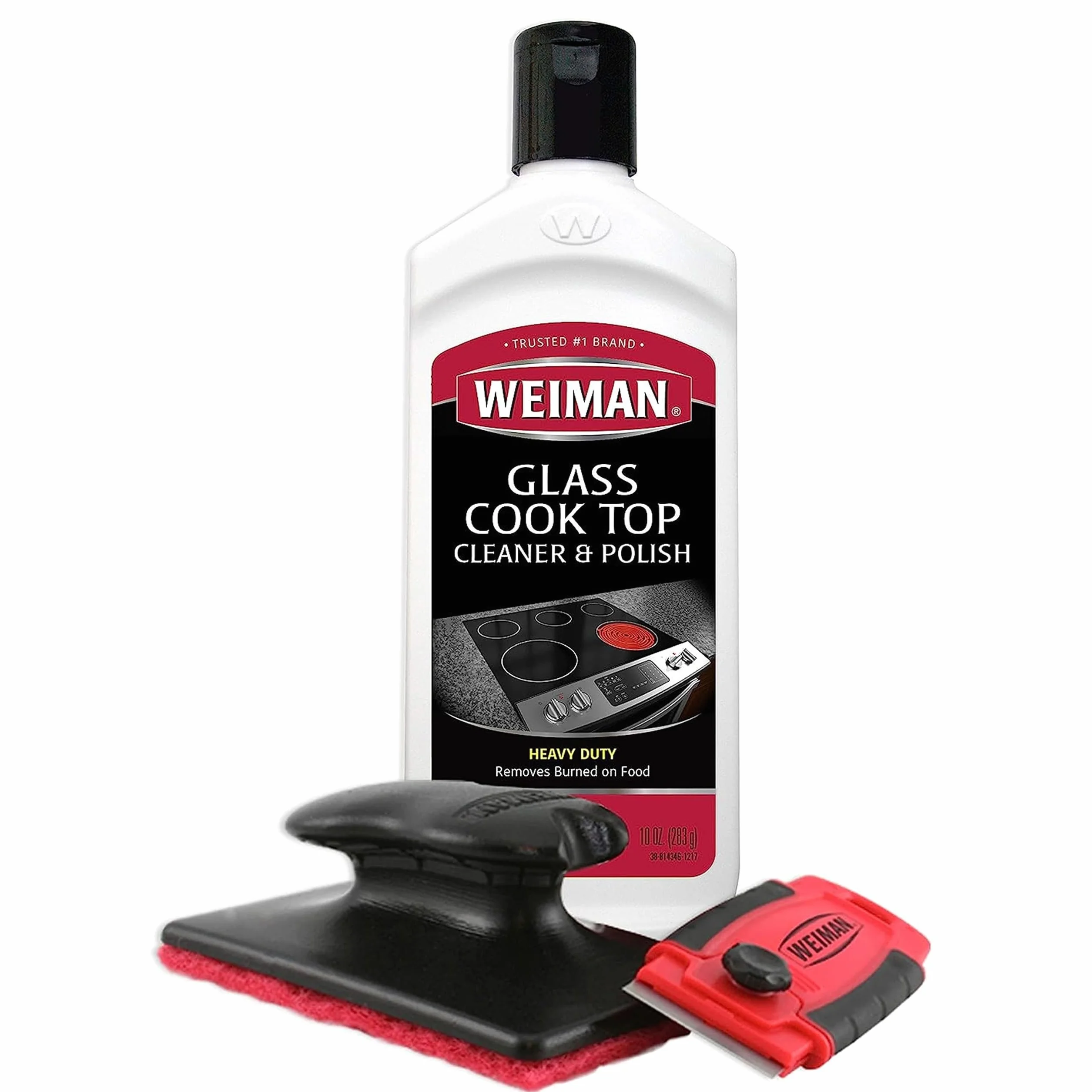 Weiman - Kit de Limpieza para Vitrocerámicas y Placas de Inducción - Limpiador y Abrillantador con Estropajo - 283g