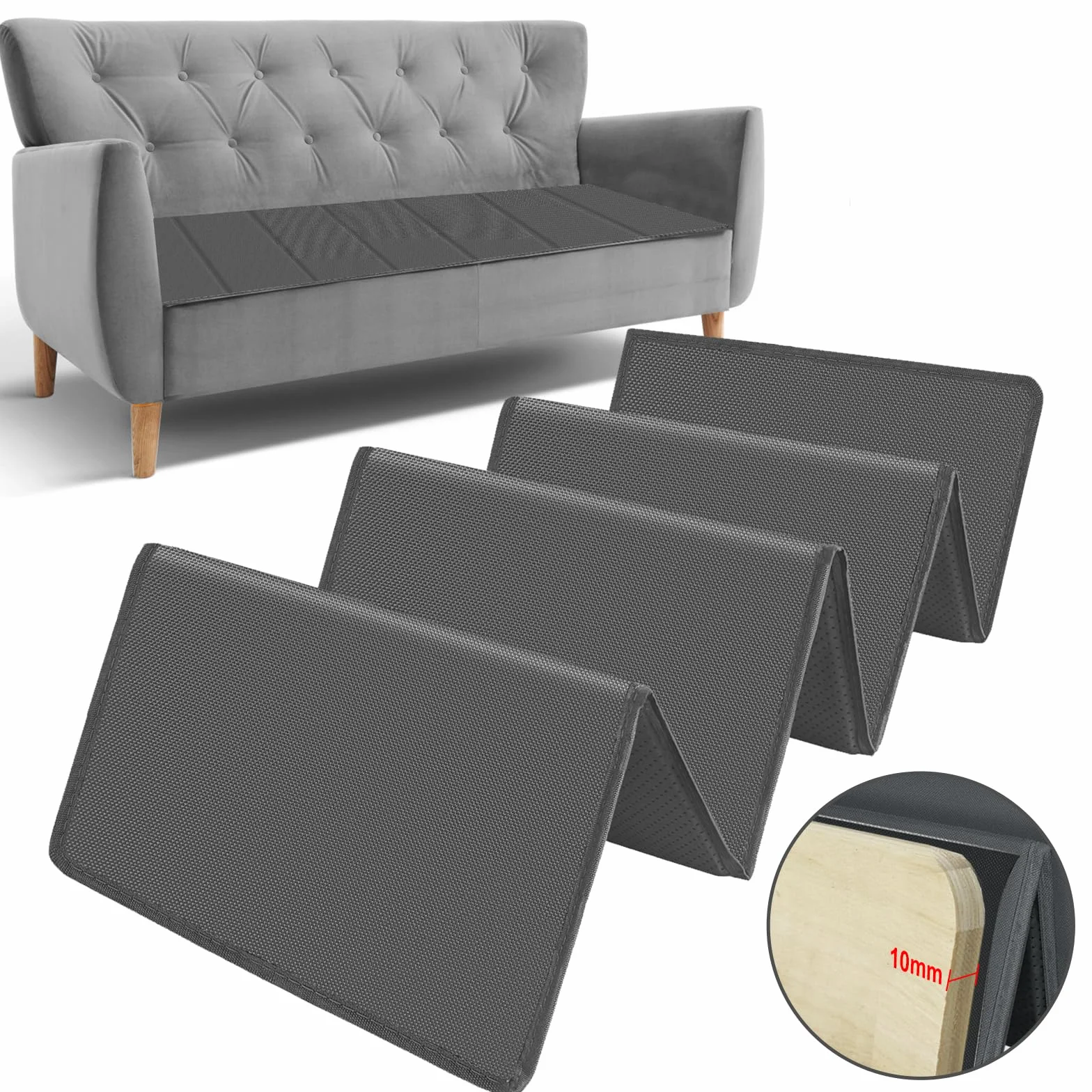 Almohada de Soporte para sofá hundido 167,5x43 cm, Tabla y cojín reparador y Salvador de sofá Plegable con Tela Oxford y tableros de Madera, para la mayoría de sofás de 3 plazas
