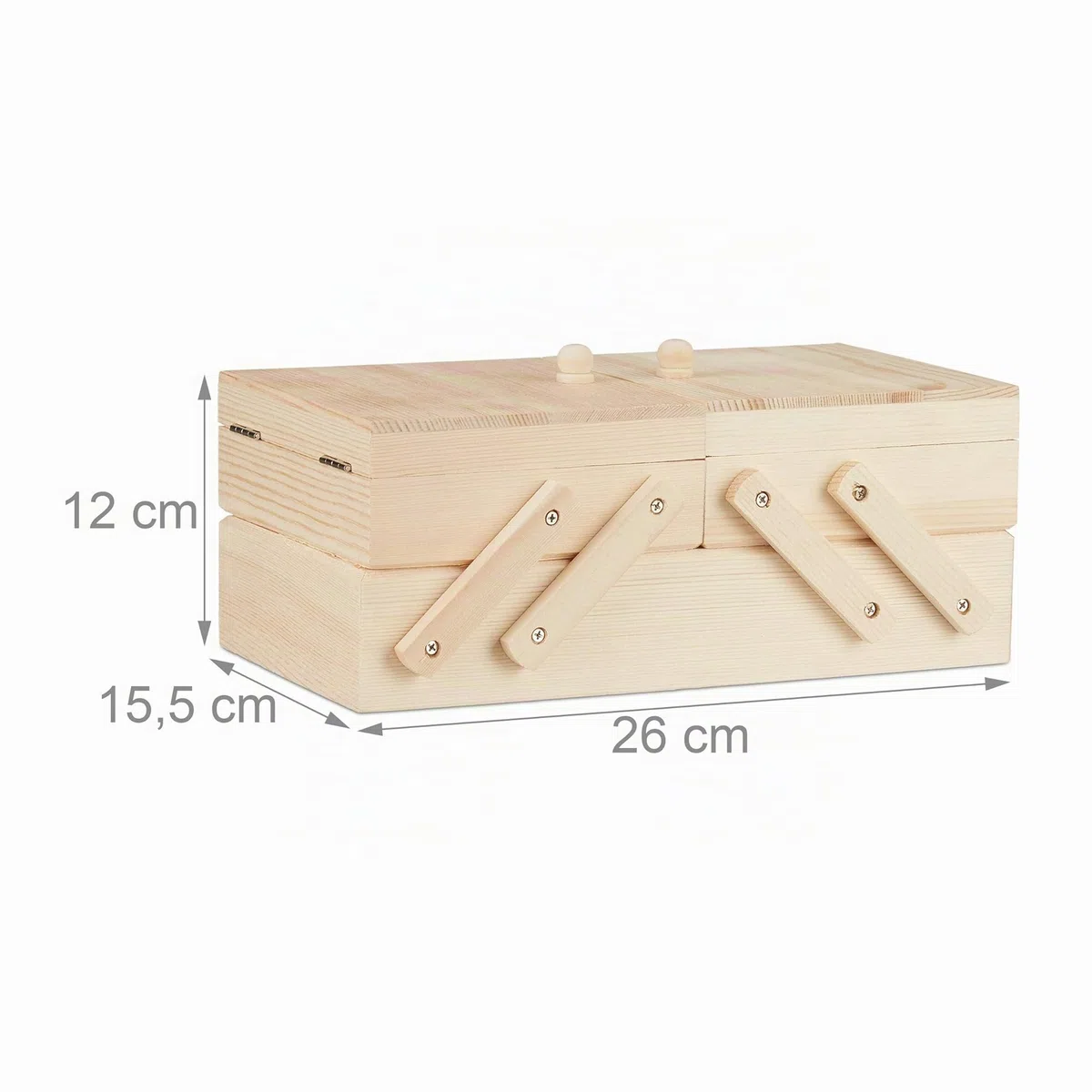 Relaxdays Costurero de Madera, Cinco Compartimentos, Vacío, con Asas, 12 x 26 x 15,5 cm, Marrón