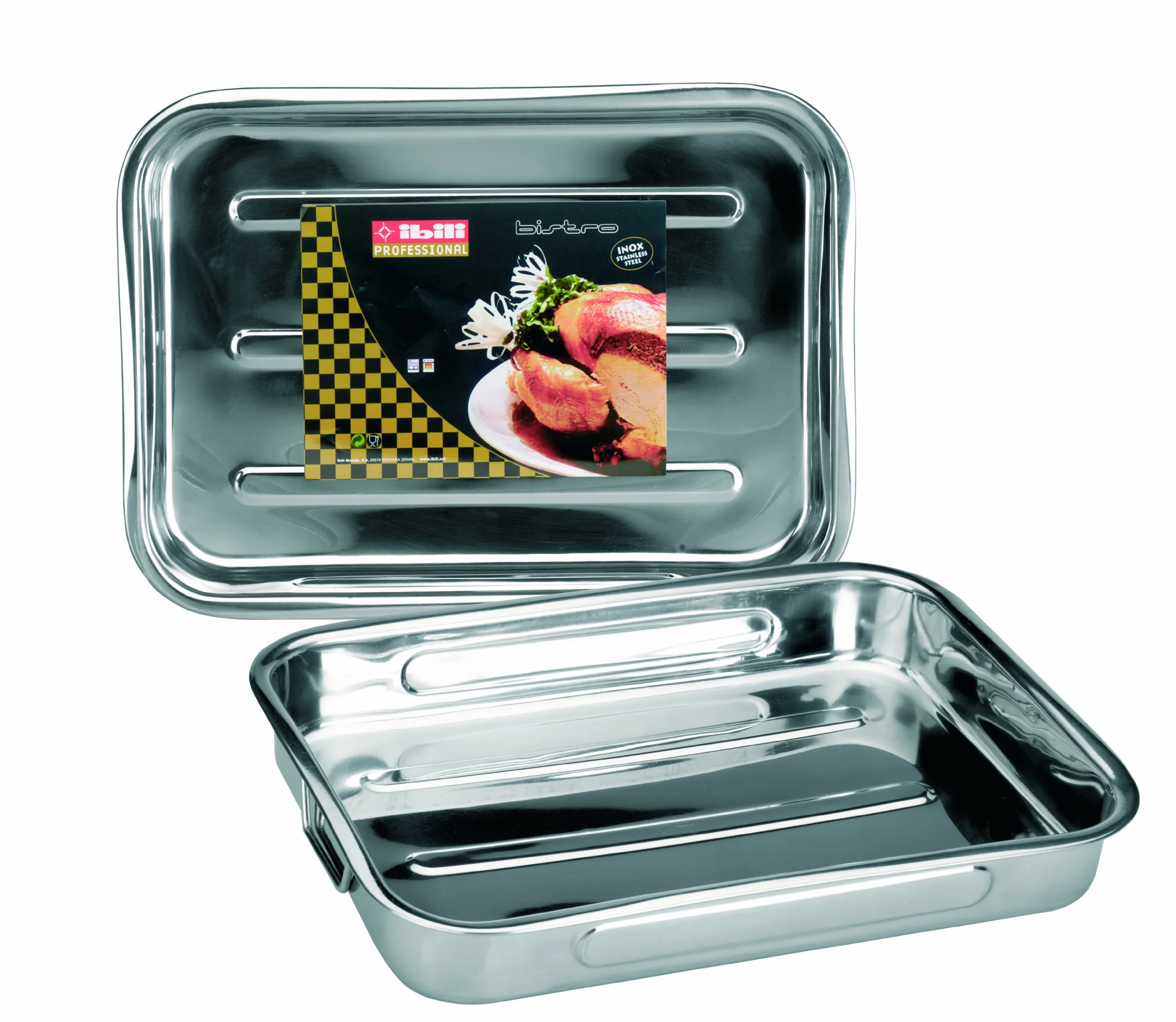 Ibili 651840 - Rustidera Inox con asas abatibles 43x31x7 cm Bistrot