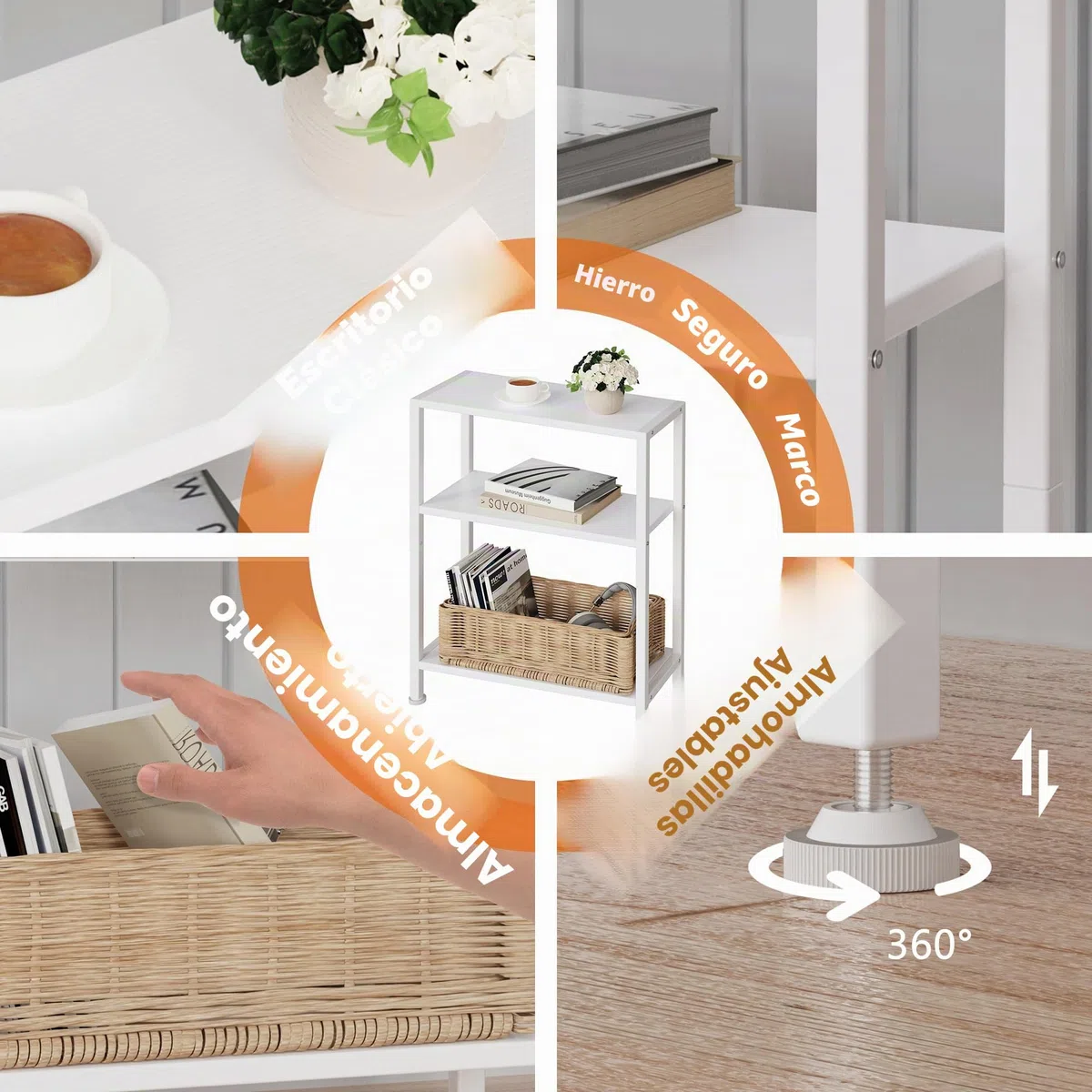Mueble Auxiliar,Pequeña Mesita Mesa Auxiliar para Sofá Espacios Estrechos, Mesa Auxiliar Delgada Mesita de Noche para Sala Estar Dormitorio Oficina Blanco