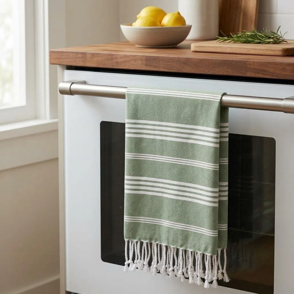EPHESUS TOWELS Toallas de mano – Juego de 2 toallas de mano de 18 x 30 pulgadas, 100% algodón turco, toallas de mano decorativas para baño, cocina, invitados, cara, cabello, té, paño de cocina (verde