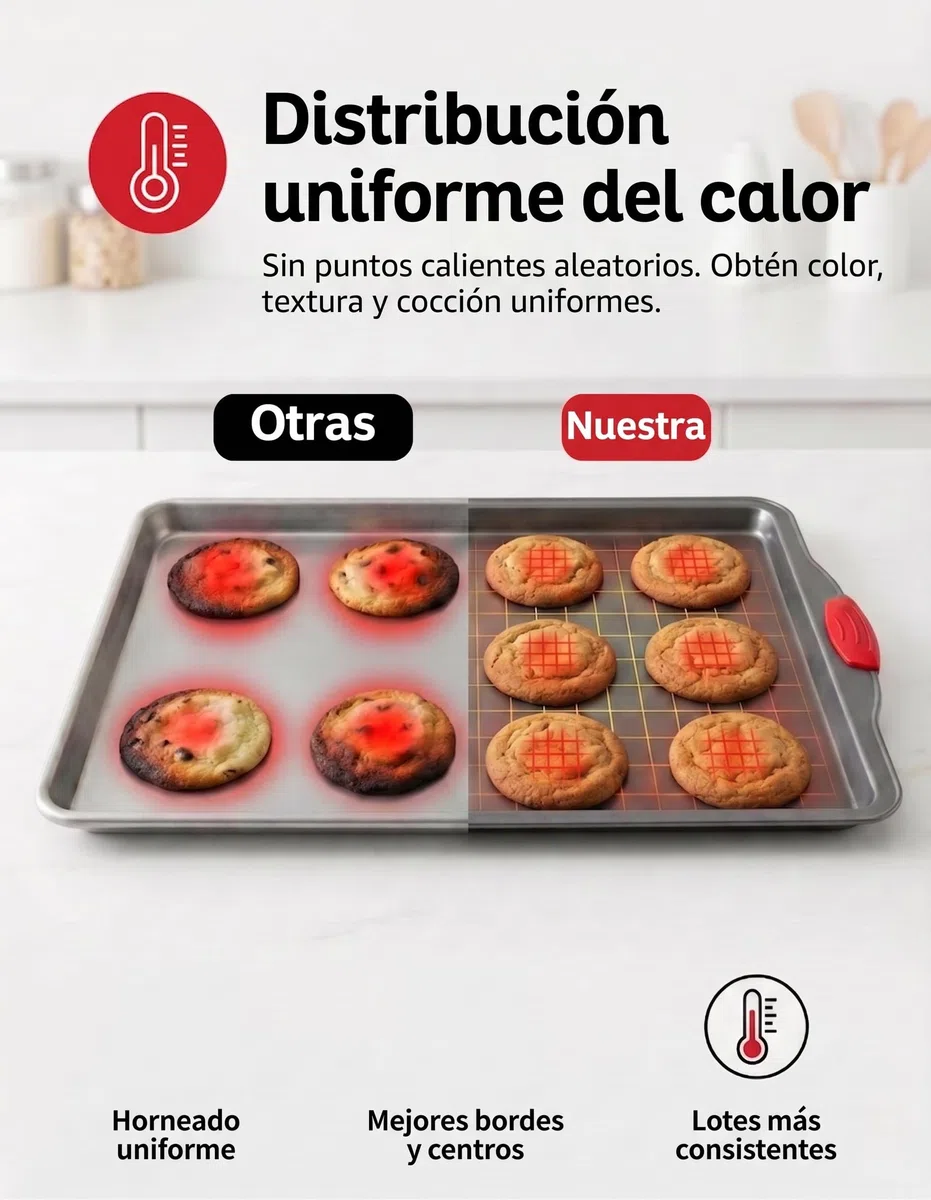 Bandeja antiadherente de Boxiki Kitchen| Bandeja para horno 100% no tóxica, revestida de acero inoxidable | Aptas para el lavavajillas