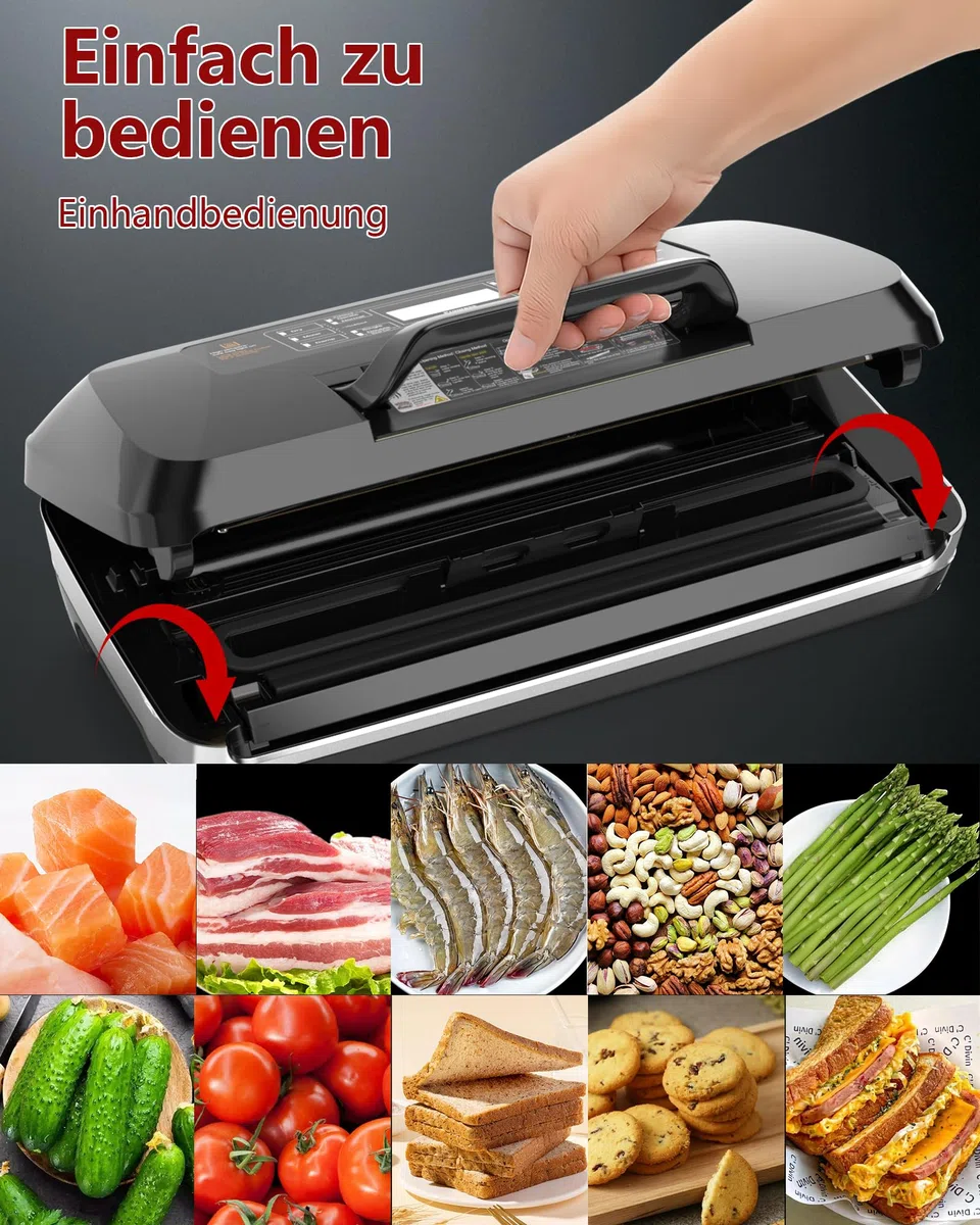 Aparato 12 en 1 con Doble Soldadura: Envasadora al Vacío Doméstica y Profesional para Alimentos de 95 kPa – Incluye Easy-Lock, Cortador de Film, Bandeja Desmontable para Conservación de Larga Duración
