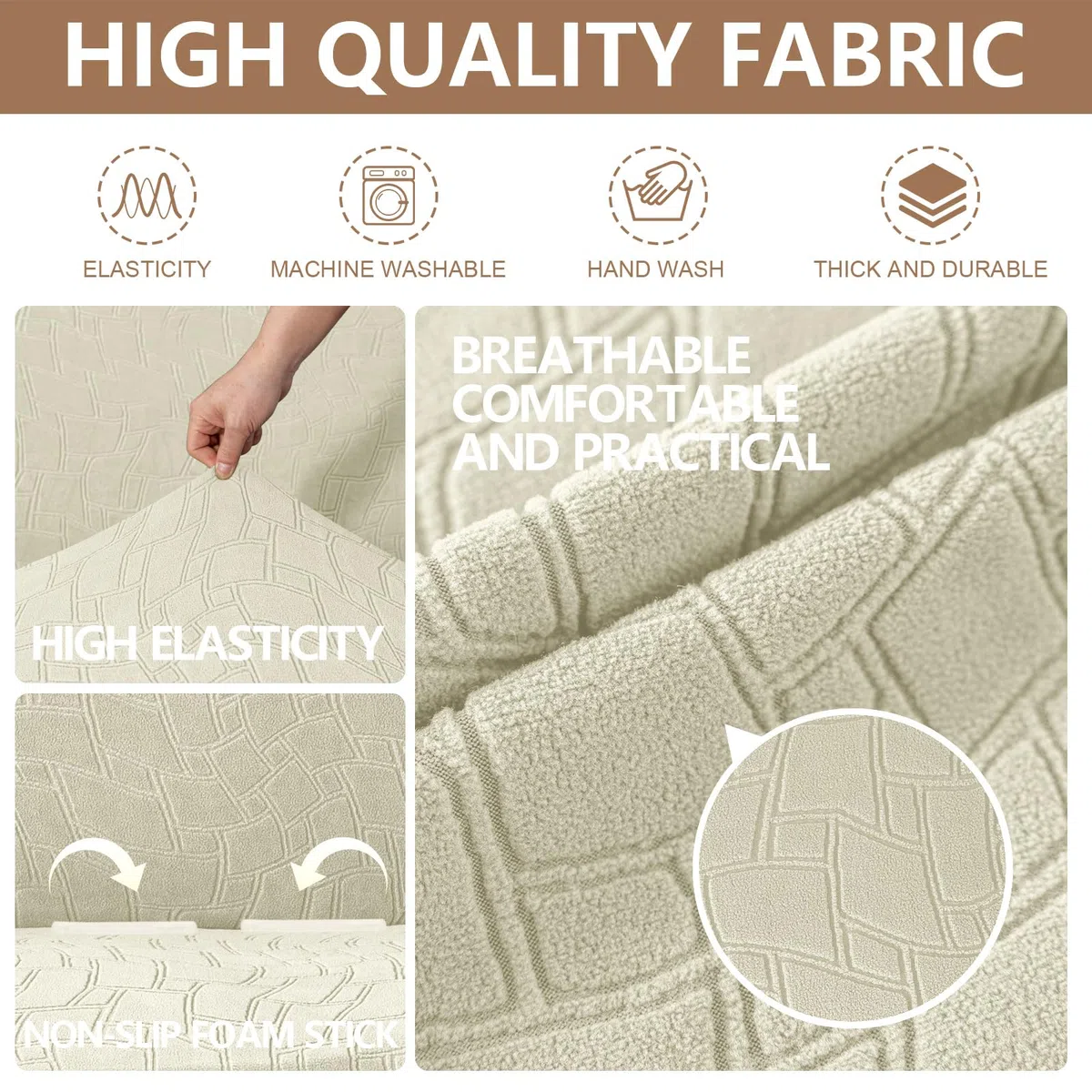 Ystyle Funda Sofa 2 Plazas, Couch Cover Elasticas, Funda para Sofa Antiarañazos Gatos, Forros para Sofas Antideslizante, Protector Sofa Antimanchas Lavable Anti Perros, Beige
