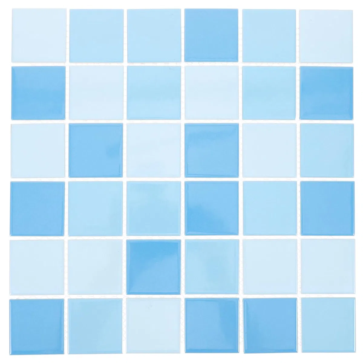Levemolo 36 azulejos decorativos de cerámica para piso de piscina, mosaico duradero para fondo del hogar, fácil de incrustar, azulejos azules brillantes para reparación de baño y spa