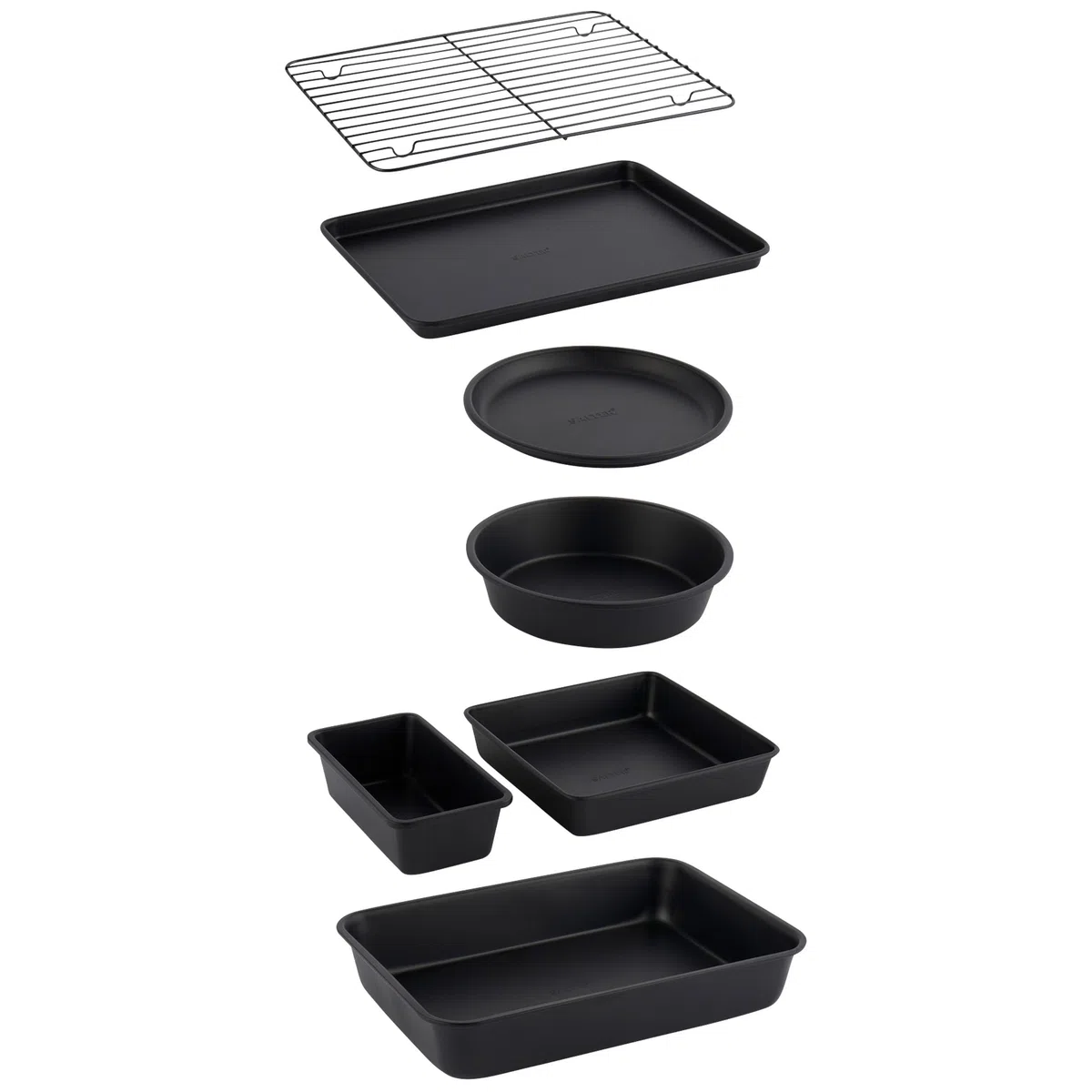 Salter BW12572EU7 Set de hornear de 7 piezas - bandeja para hornear, molde para pastel, molde para tarta, para pan de molde, molde para brownie, molde para asar, rejilla para enfriar, antiadherente