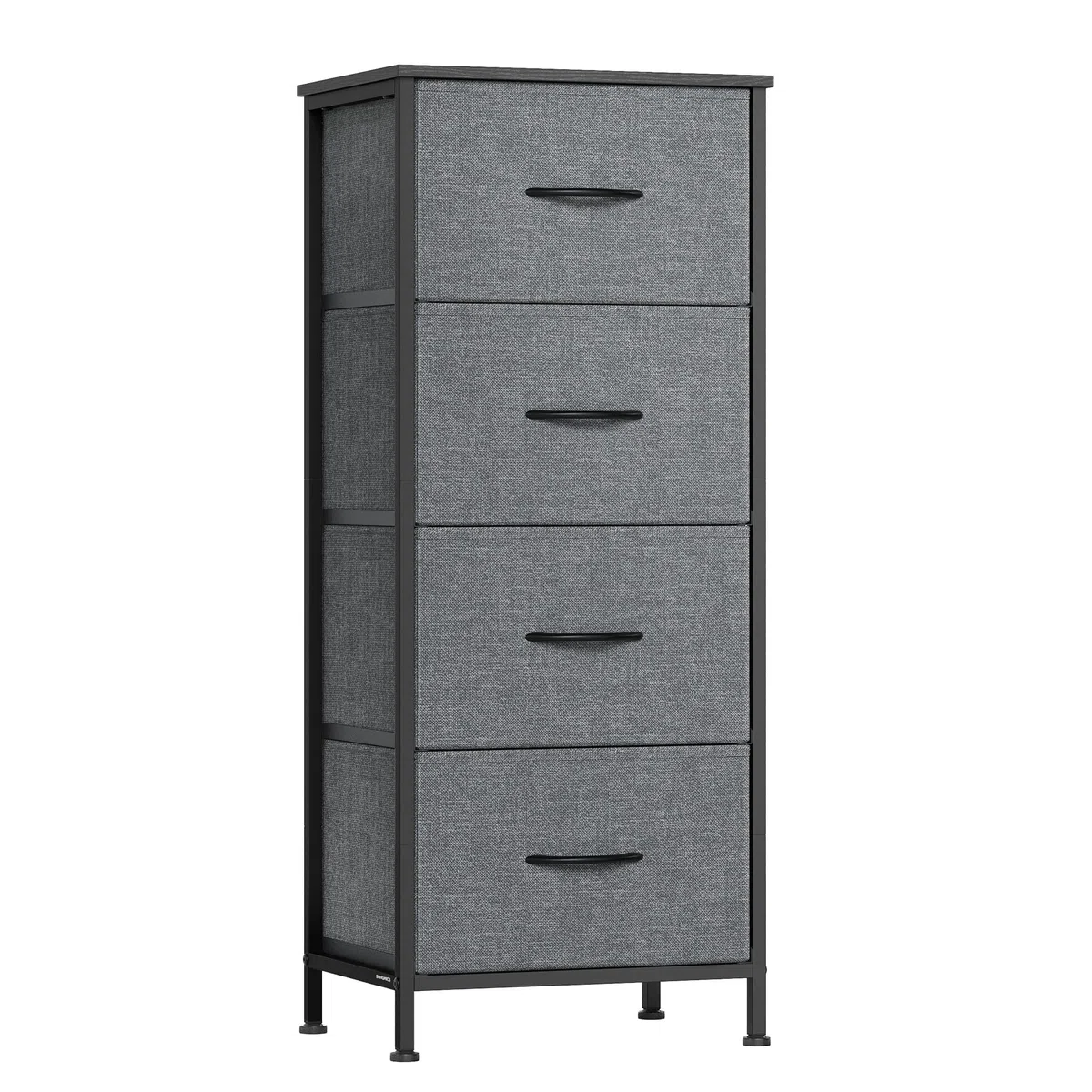 SONGMICS BELLAH Colección - Cómoda, Unidad de Almacenamiento, para Dormitorio, Armario, Pasillo, Salón, Acero, 4 Cajones, Moderno, Gris Pizarra LGS314G101