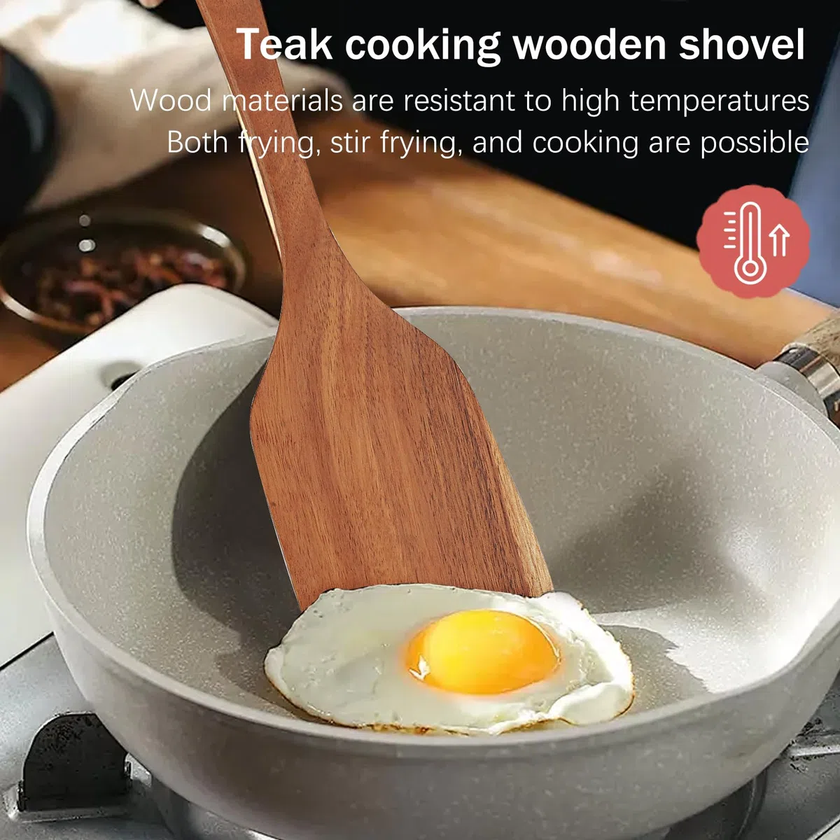 Utensilios de Cocina Madera de 7 Piezas,Madera de Teca,incluye un juego de Utensilios Cocina Madera,espátula de Madera,cuchara de Madera,Cucharón y Colador,adecuado para Sartenes antiadherentes