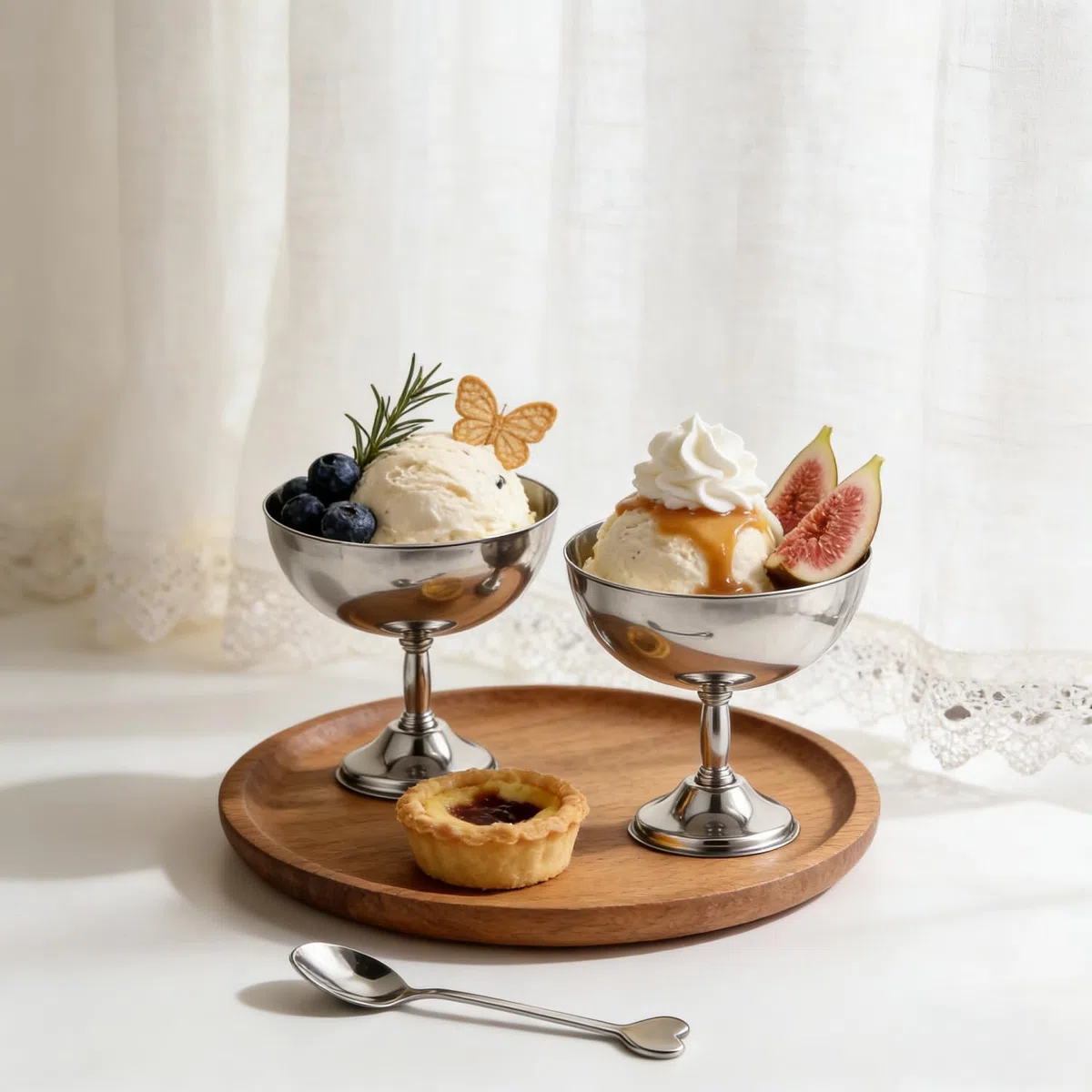 Tissting 4 Tazas Helado Acero Inoxidable 11cm Cuencos Postre Patas Retro | Ensalada Pudín Servir Fiestas Bodas Cocinas Platos Decorativos