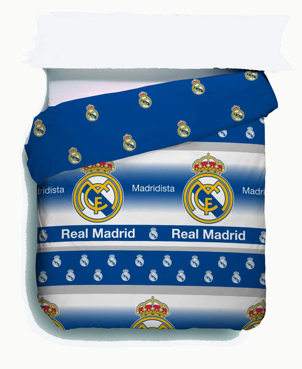 10XDIEZ Colcha de Verano estampado infantil - Colcha de Cama individual ligera (Cama de 150cm - Azul Real Madrid)