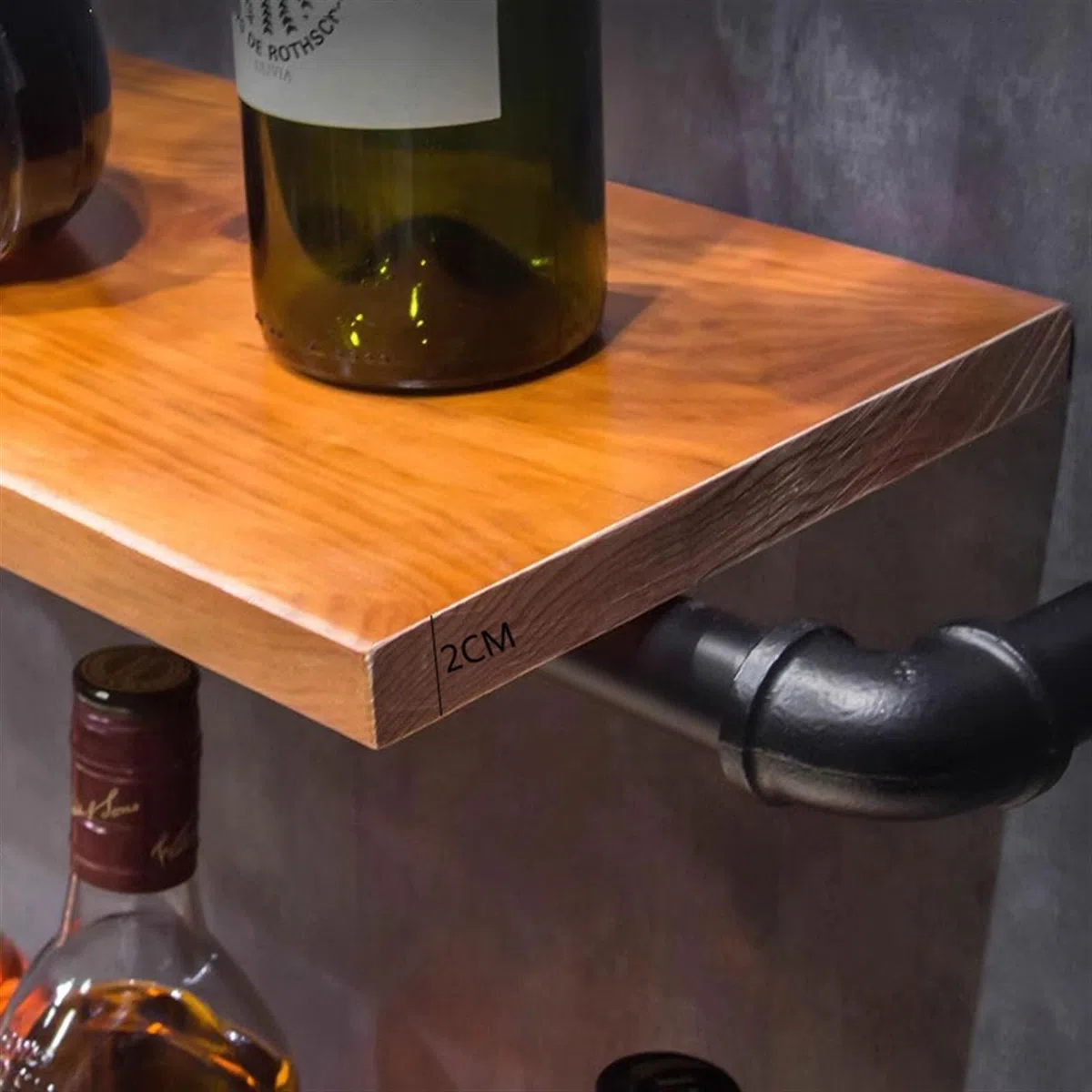 Botellero Enfriador de Vino de Estilo Industrial Creativo, Estante de Vino montado en la Pared for el hogar, Estante de Pared de Tubo de Hierro, decoración Botellero