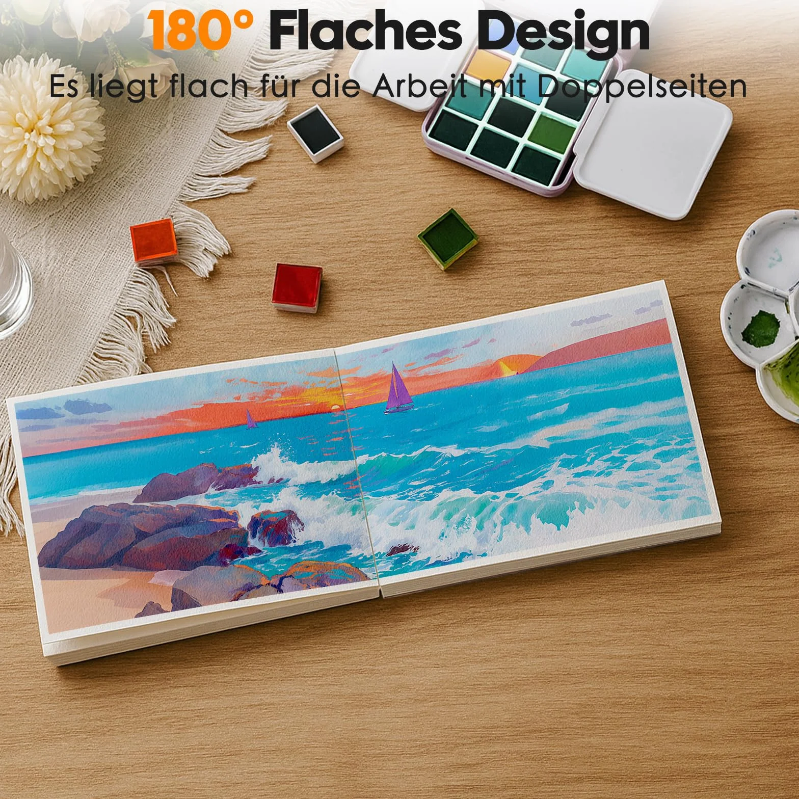 KOVIEDE Papel de acuarela 100% algodón A4, 30 hojas de 300 g/m², papel de acuarela para acuarelas, cuaderno de bocetos de acuarela, papel acuarela para estudiantes, principiantes, cuaderno de bocetos