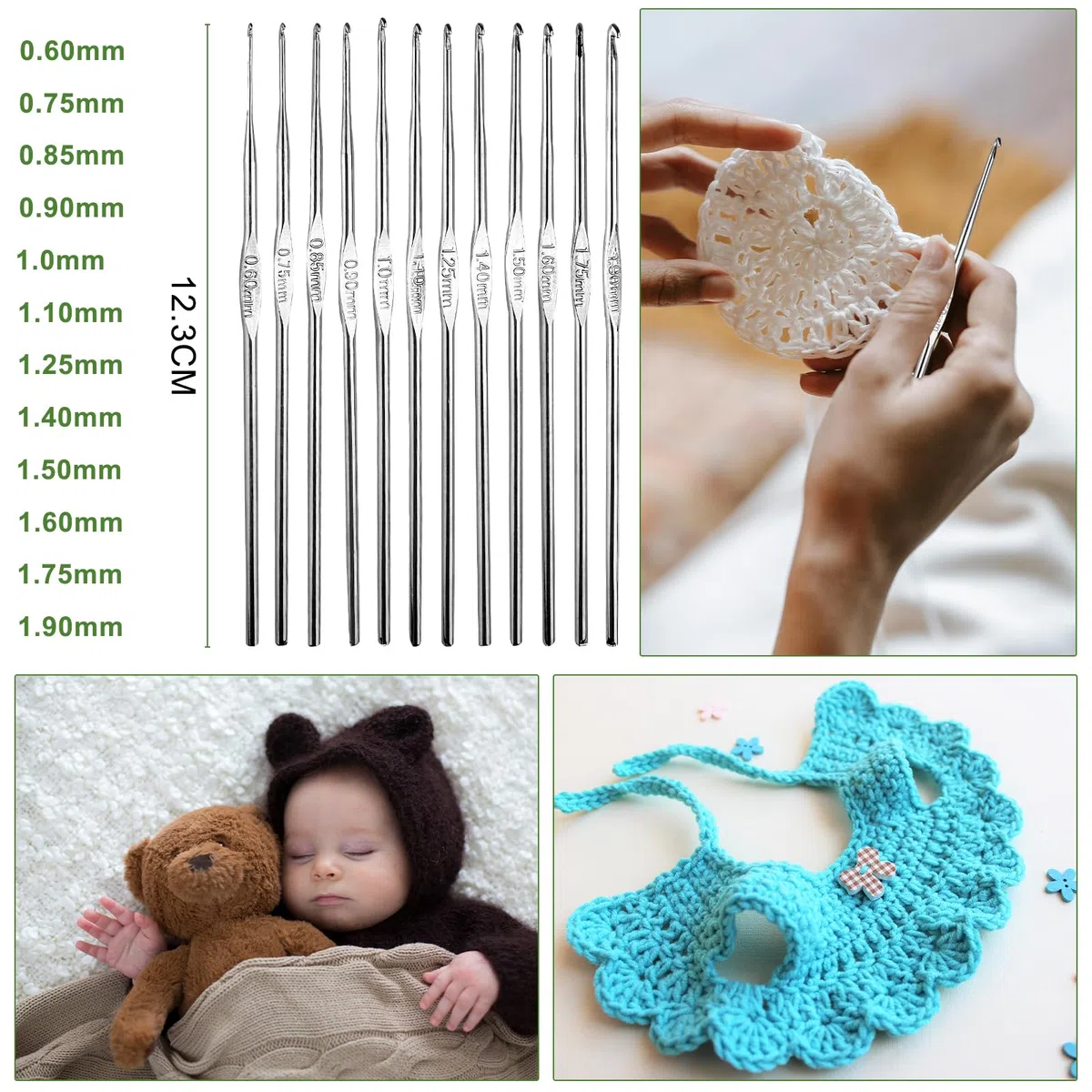 Comzantor Kit de ganchillo de 58 piezas Completo, Kit de punto de ganchillo, bolsa de ganchillo para niños y principiantes
