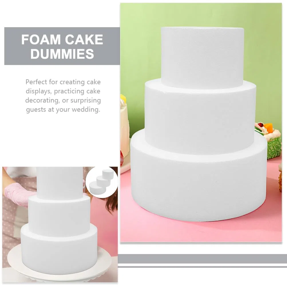 Didiseaon Mannequins De Pasteles Falsos De Espuma 4 Piezas Poliestireno Redondos Tamaños 4-10 Pulgadas Para Decoración De Tartas Exhibiciones Bodas Cumpleaños