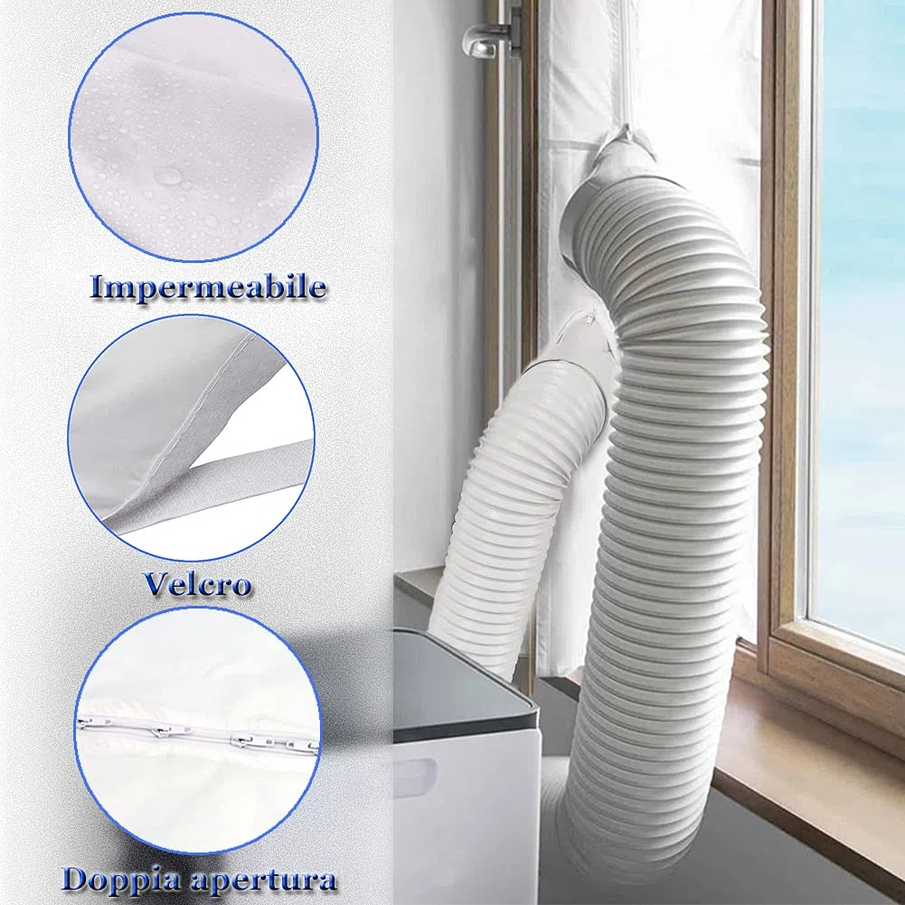 Cubierta Aislante para Ventanas y Puertas para Aparatos De Aire Acondicionado Portátiles y Secadoras. Fácil Instalación Evita La Entrada de Mosquitos,Máximo de Doble apertura 400M