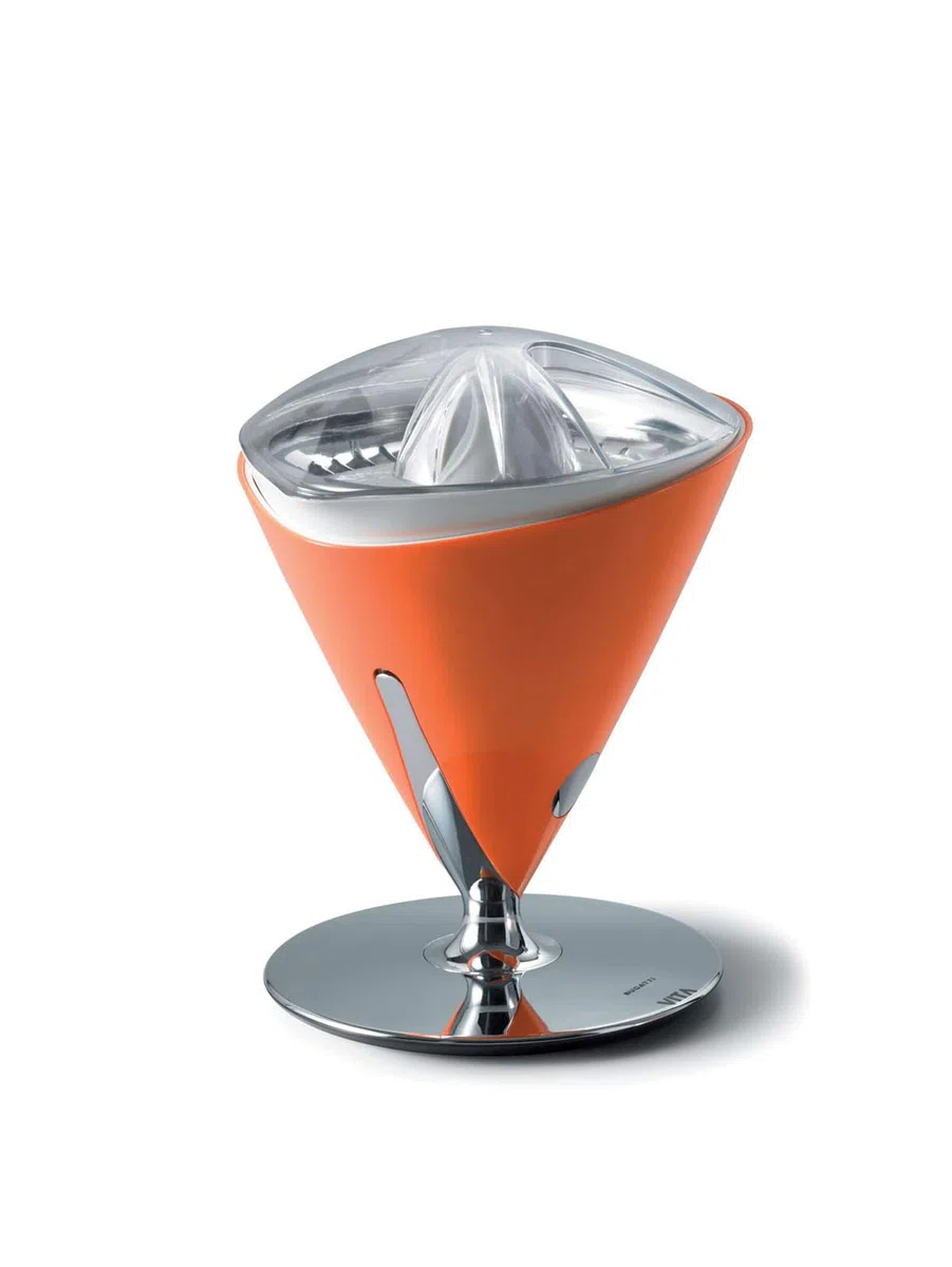 BUGATTI, Vita, Exprimidor eléctrico con jarra en vidrio templado soplado incluida, Capacidad 0,6 litros, Filtro en acero inoxidable, 80 W, Color Naranja
