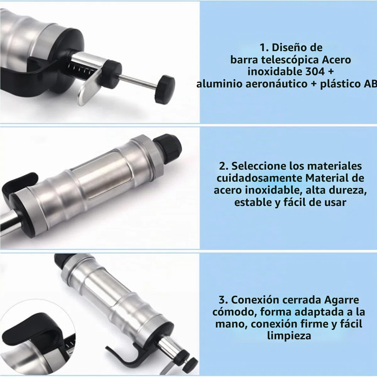 Jeringa profesional de acero inoxidable HAPPOW con 6 boquillas y manga pastelera reutilizable, ideal para cupcakes y pasteles
