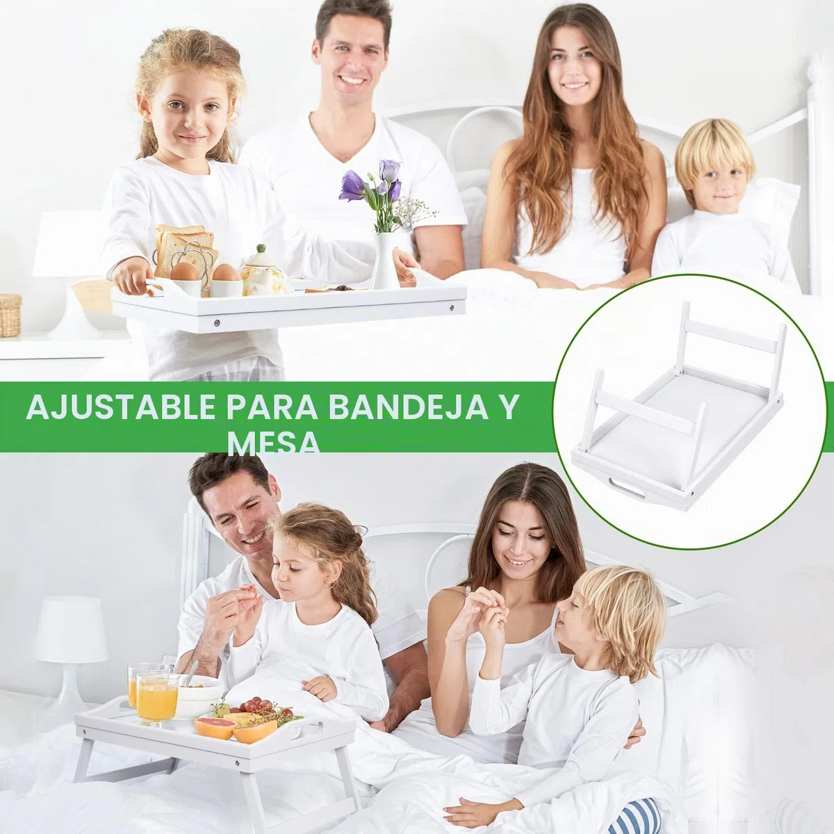 Bandeja de Cama, Mesa, Patas Plegables con Asas, Bandeja de Comida para el Desayuno para Comer en el sofá, Dibujar, Platos, Bandeja de bambú para Servir en el Regazo, Bandeja para Aperitivos