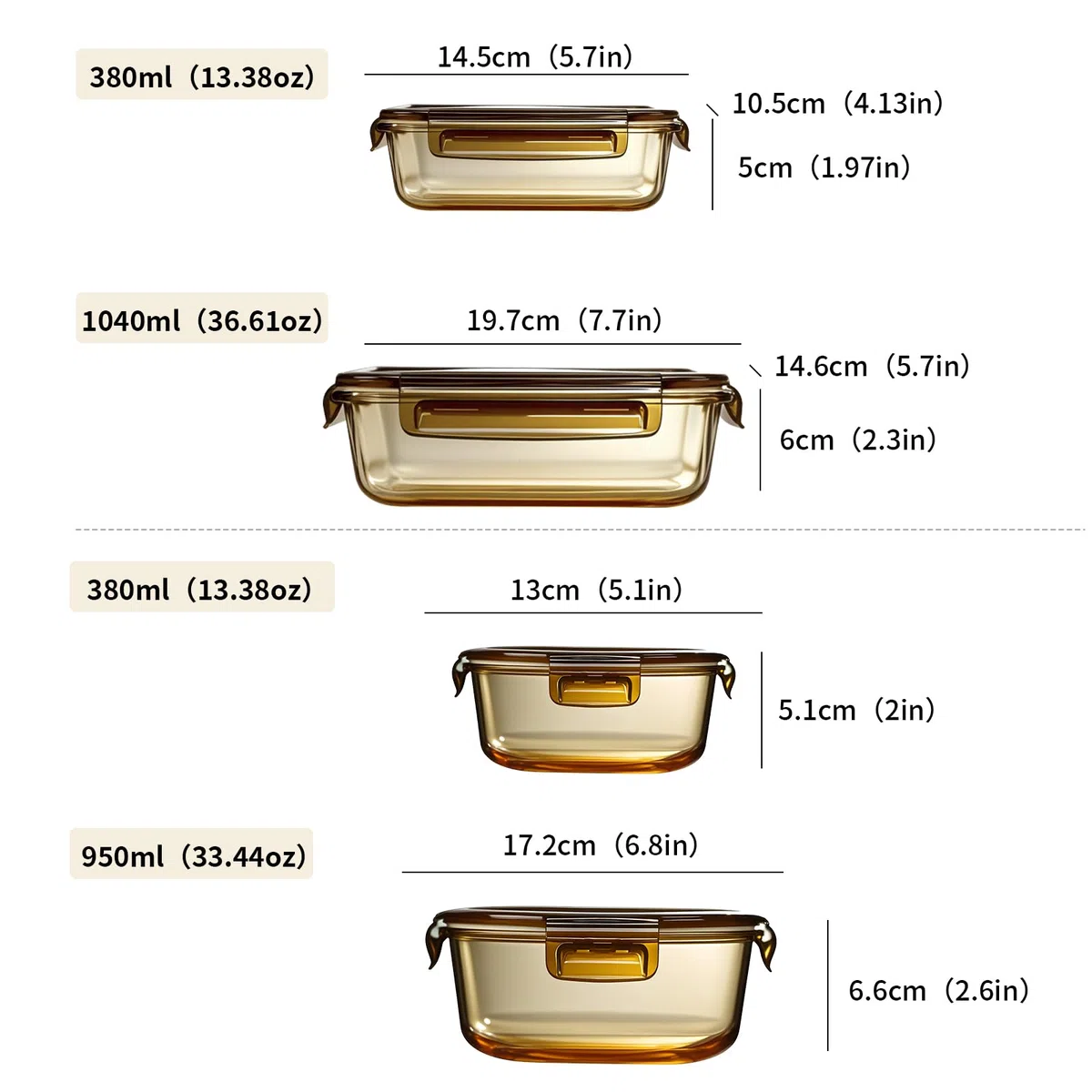 Pack 8 Tarros de Cristal con Tapa Hermética - Recipientes Herméticos para Alimentos - Microondas Congelador