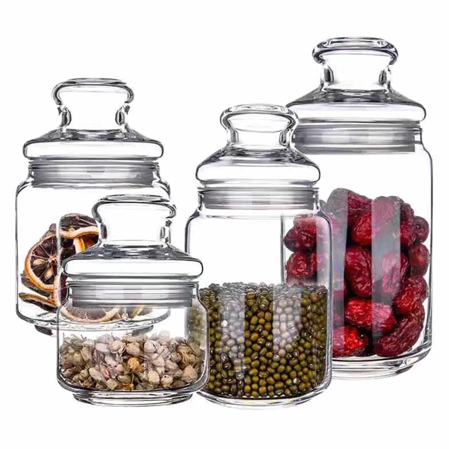 Tarro de almacenamiento para cocina, Tarro de vidrio for almacenamiento alimentos, 2 uds., con tapa, 500-1000ml, for frutos secos, galletas, té y café(750ml)