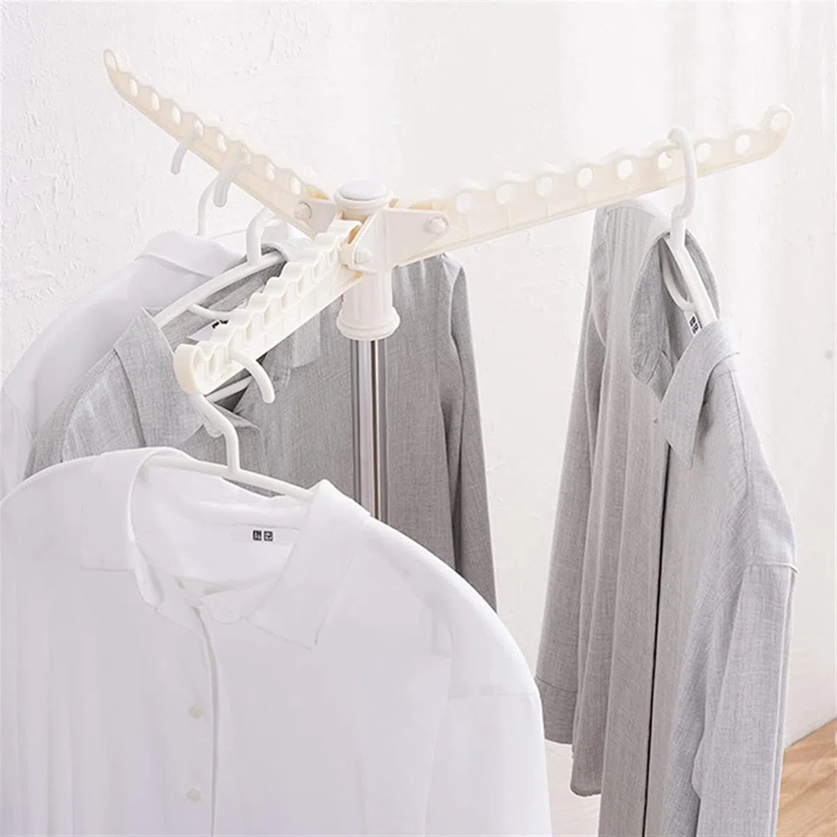 Tendedero Vertical de Ropa, trípode Plegable, Estante portátil con 3 Brazos giratorios, tendedero Plegable para Interiores, Estante de lavandería de pie, Perchero de Vapor