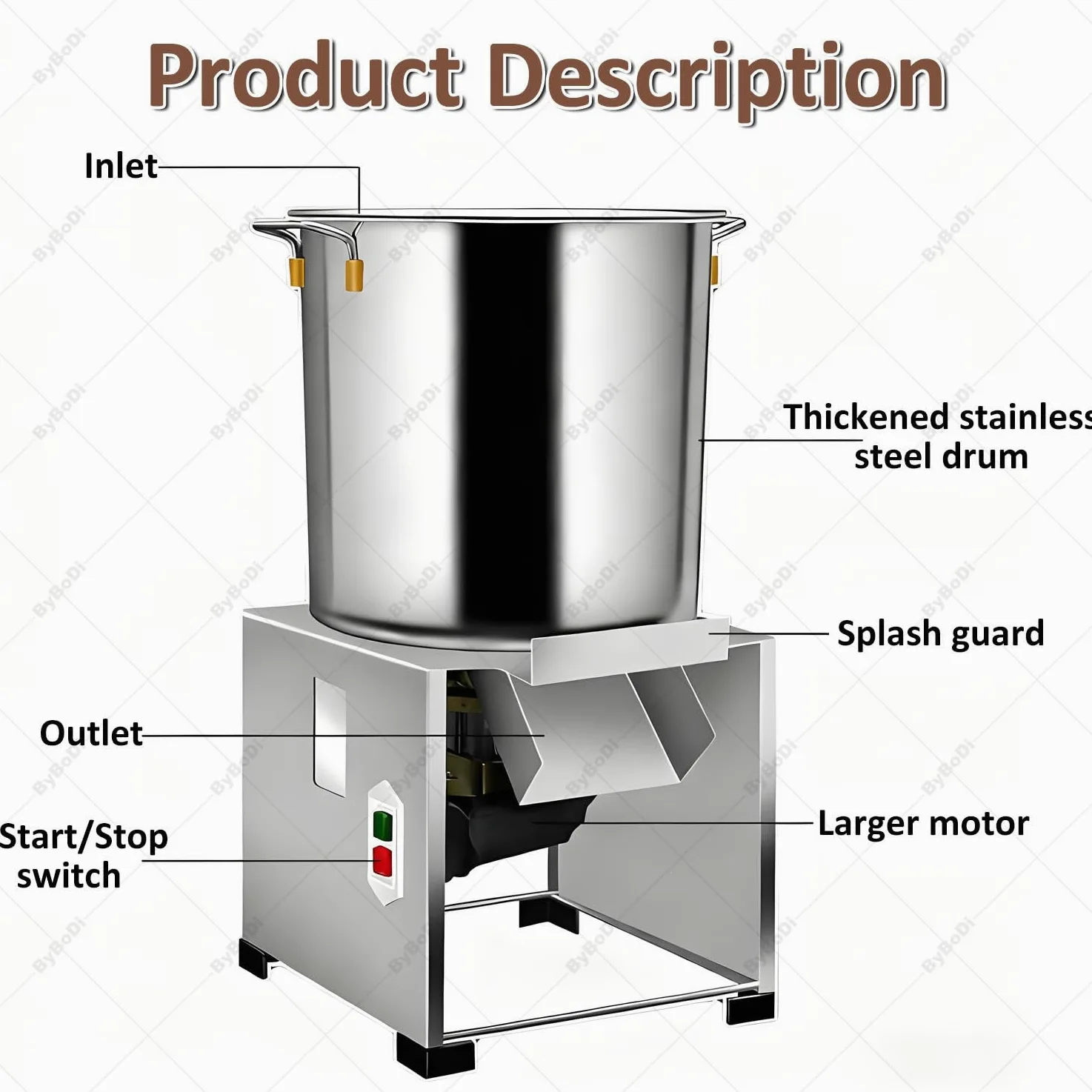 Picadora de Verduras eléctrica, 1800 W, Profesional, de Acero Inoxidable Reforzado, Entrada de alimentación de Gran diámetro, 120 kg/h, 3500 RPM, para alimentación Animal, Verduras 220V-1200W