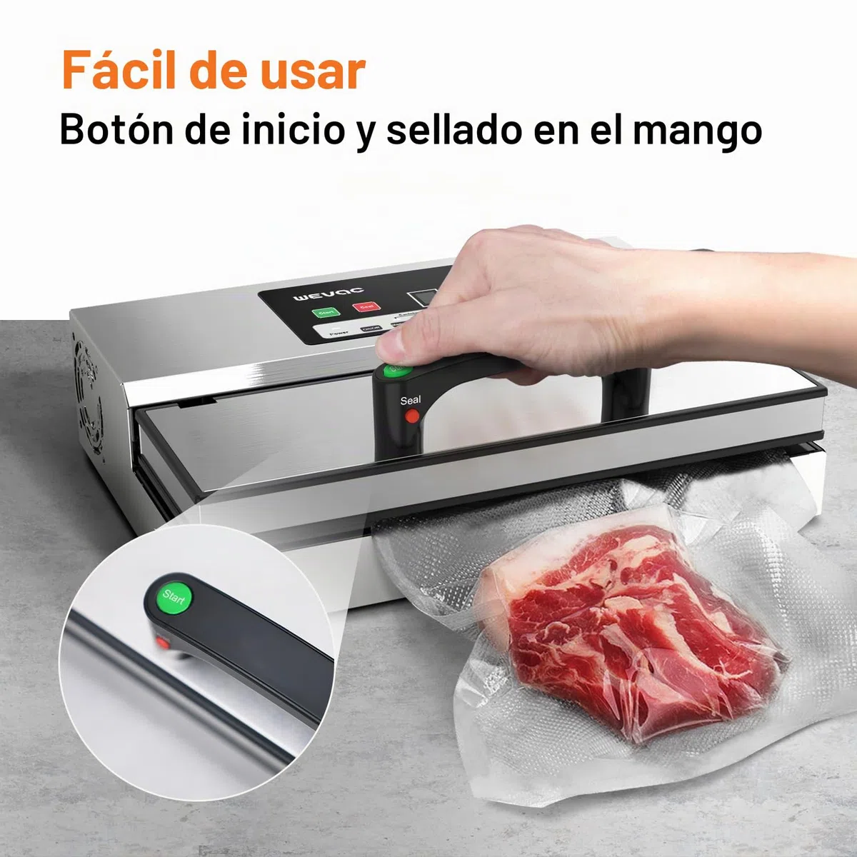 Wevac Maquina Vacio Alimentos Profesional, Potencia de Succión de 16 Litros/min, Costura de 30 cm, Fuerza de Vacío Regulable, Sellador al Vacío de Acero Inoxidable con Depósito de Líquidos