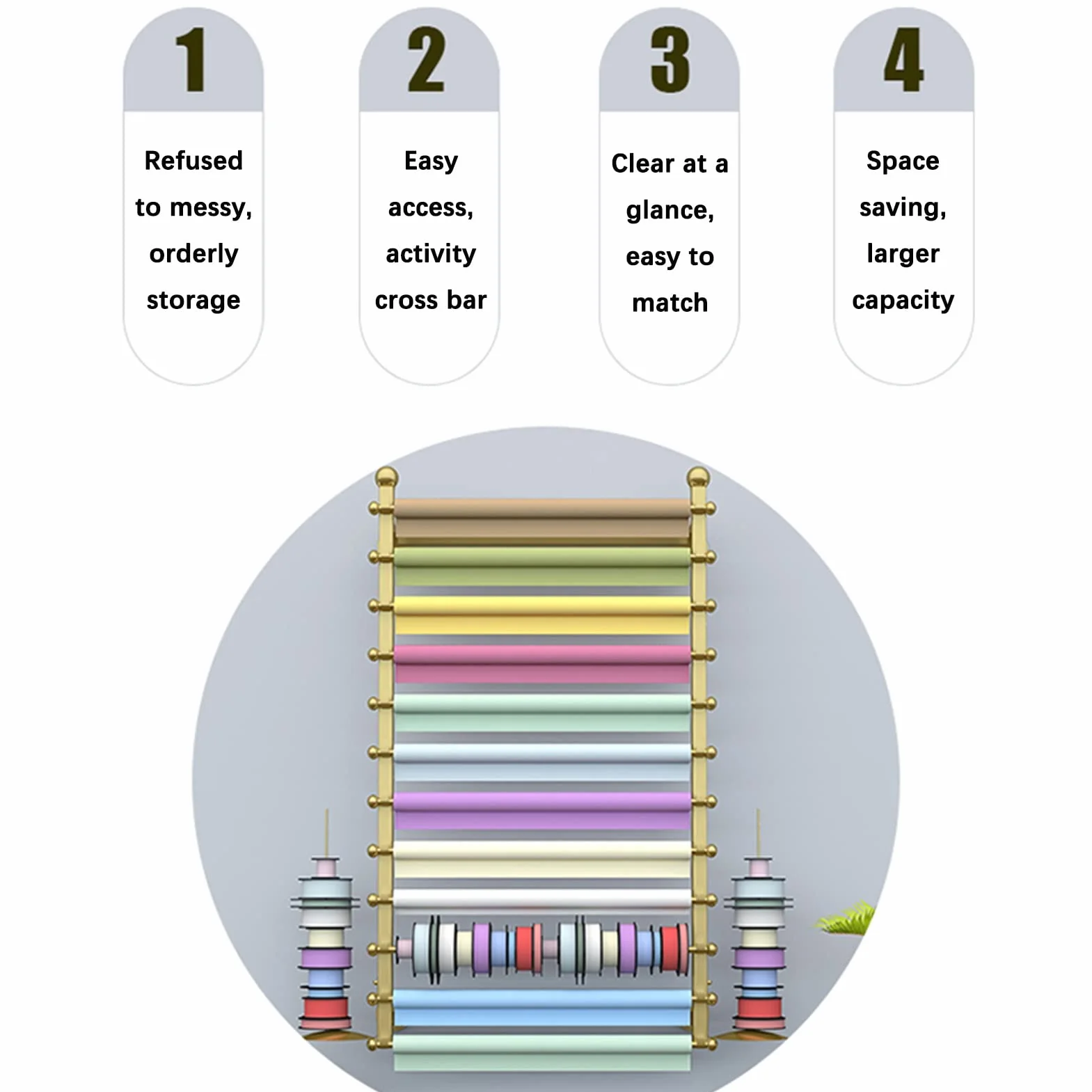 Estantes de pared de 12 niveles para carretes de papel pintado, bufandas de celofán y papel de envoltura de flores, ideal para manualidades y tiendas de regalos