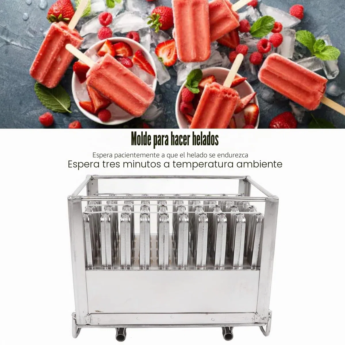 Máquina para Hacer Paletas Acero Inoxidable, Moldes para Paletas Heladas Confiables sin Bpa Molde Barra Hielo Bricolaje 40 Moldes para Paletas Borde Cuadrado Fabricante Helados Congelación Rápida