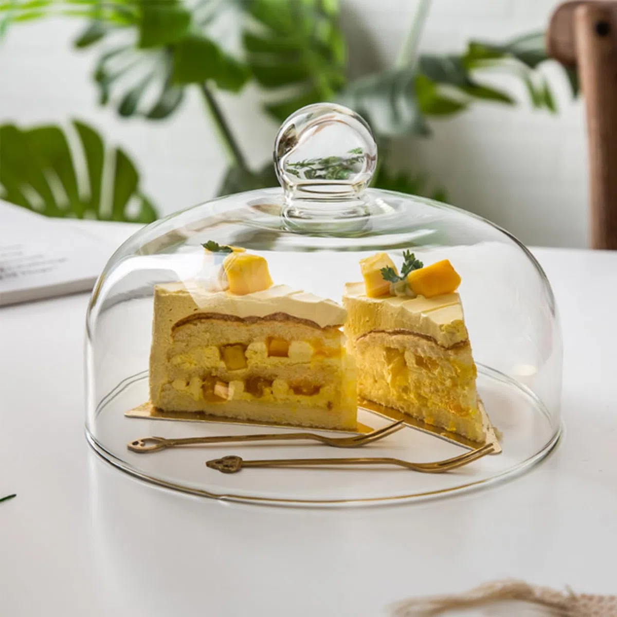 Angoily Cubierta Para Pastel Transparente De 5.11 in Con Mango Redondo Cubierta Para Guardar Pasteles Para Almacenar Tartas Ensaladas Y Otros Alimentos Práctica Para Hogar Y Cocina 1 Pieza