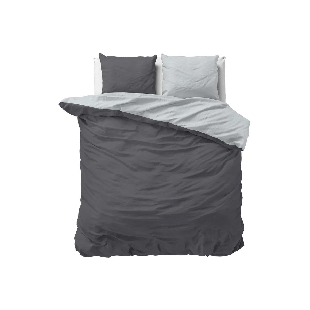 SleepTime Ropa de Cama 100% Algodón 200cm x 220cm Antracita/Gris - Fundas Nórdicas Suaves y Sin Plancha con Botones a presión - Juegos de Camas Bicolor con 2 Funda de Almohada 60cm x 70cm